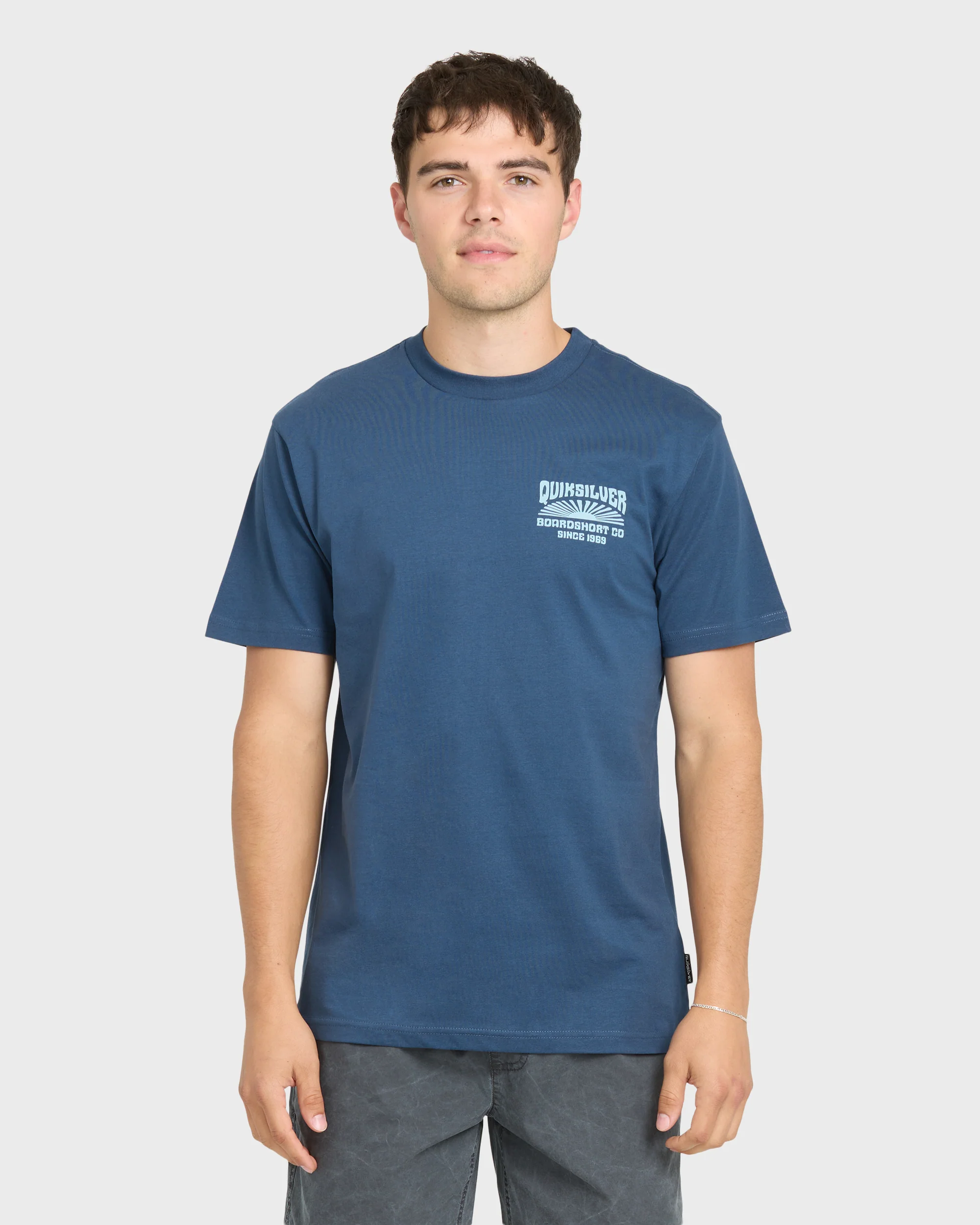 Radiant Flare Short Sleeve Knit T-Shirt - Dark Denim 1 Radiant Flare Short Sleeve Knit T-Shirt - Dark Denim