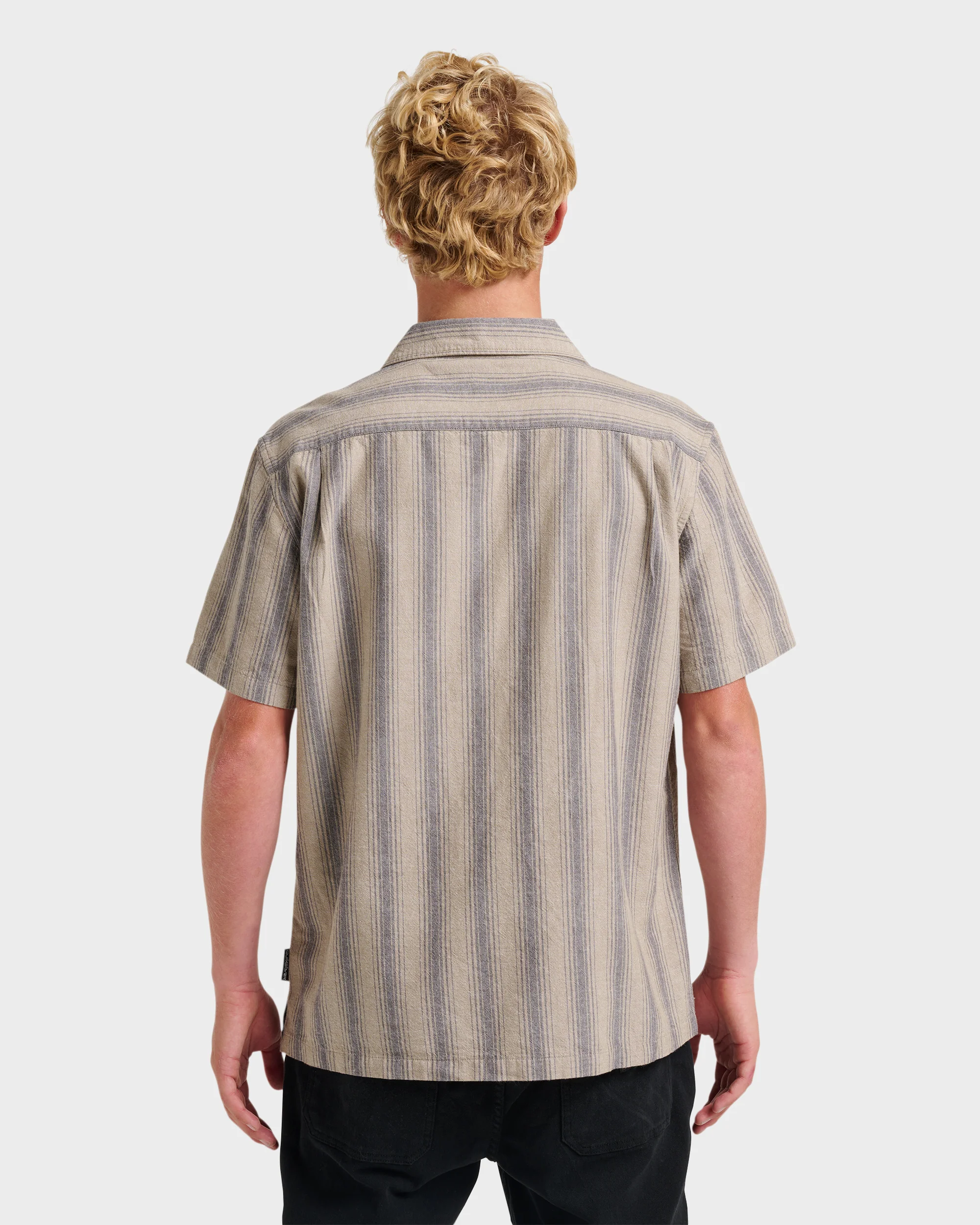 Oxford Stripe Casual Short Sleeve Shirt - Fallen Rock 2 Oxford Stripe Casual Short Sleeve Shirt - Fallen Rock