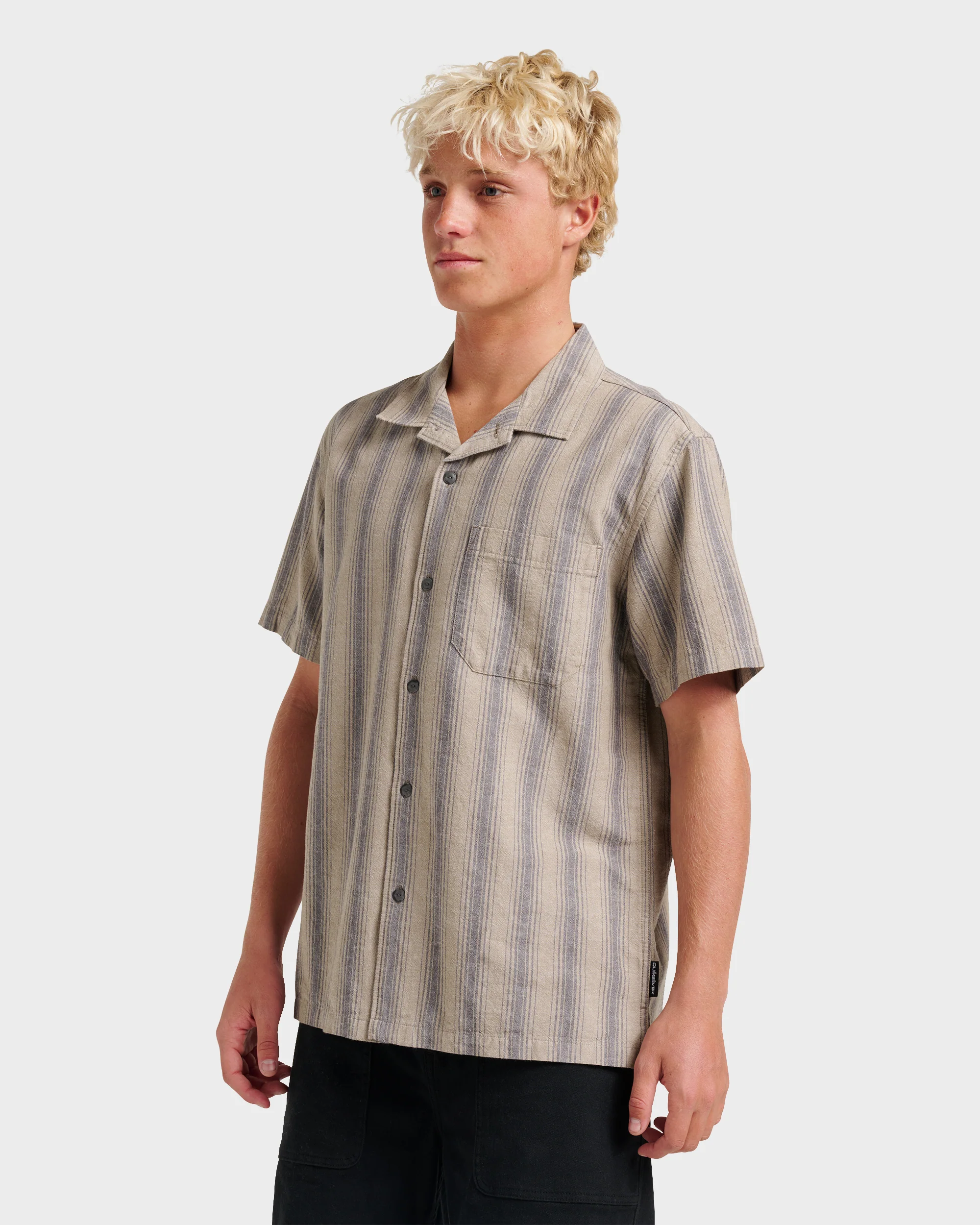 Oxford Stripe Casual Short Sleeve Shirt - Fallen Rock 3 Oxford Stripe Casual Short Sleeve Shirt - Fallen Rock