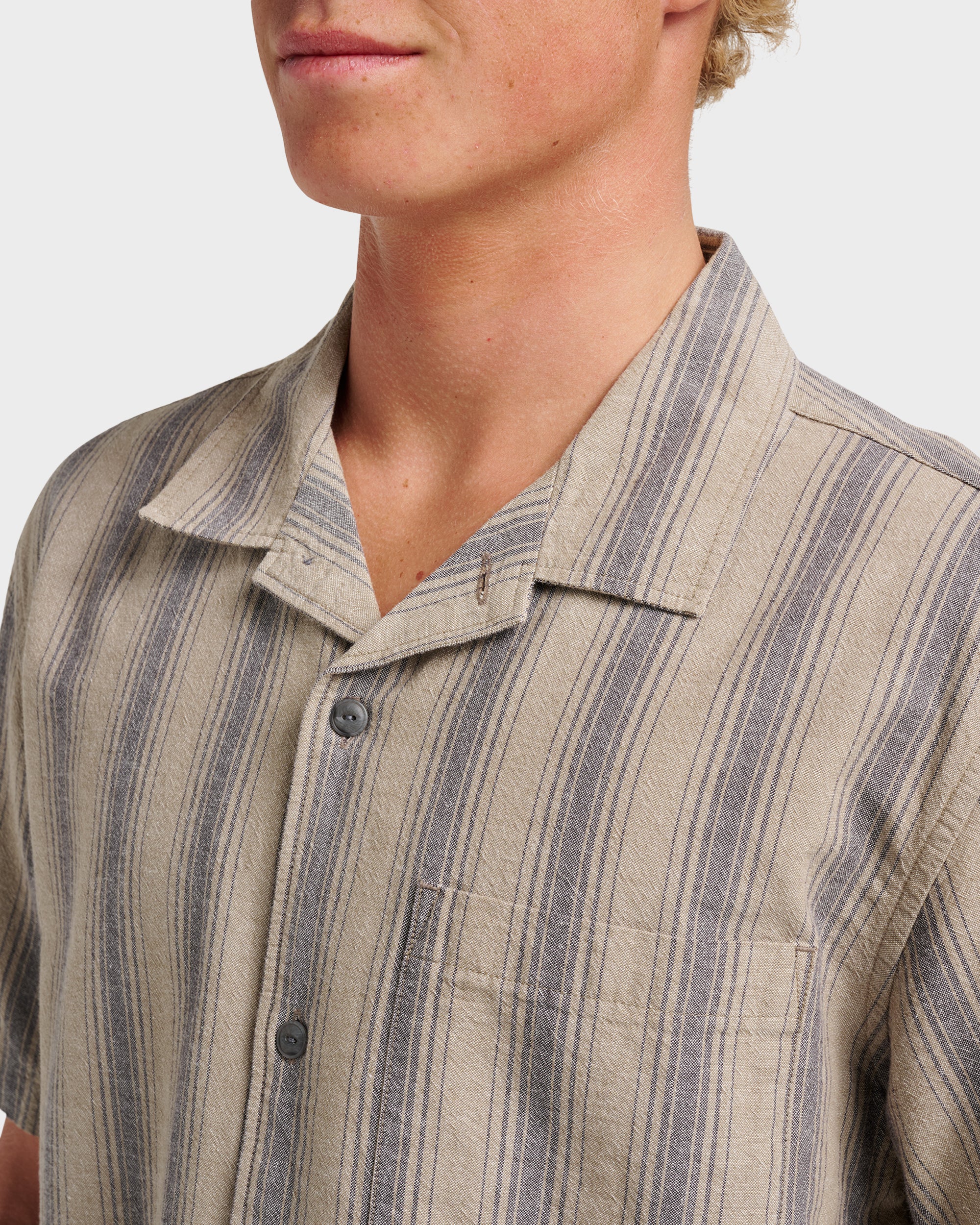 Oxford Stripe Casual Short Sleeve Shirt - Fallen Rock 4 Oxford Stripe Casual Short Sleeve Shirt - Fallen Rock