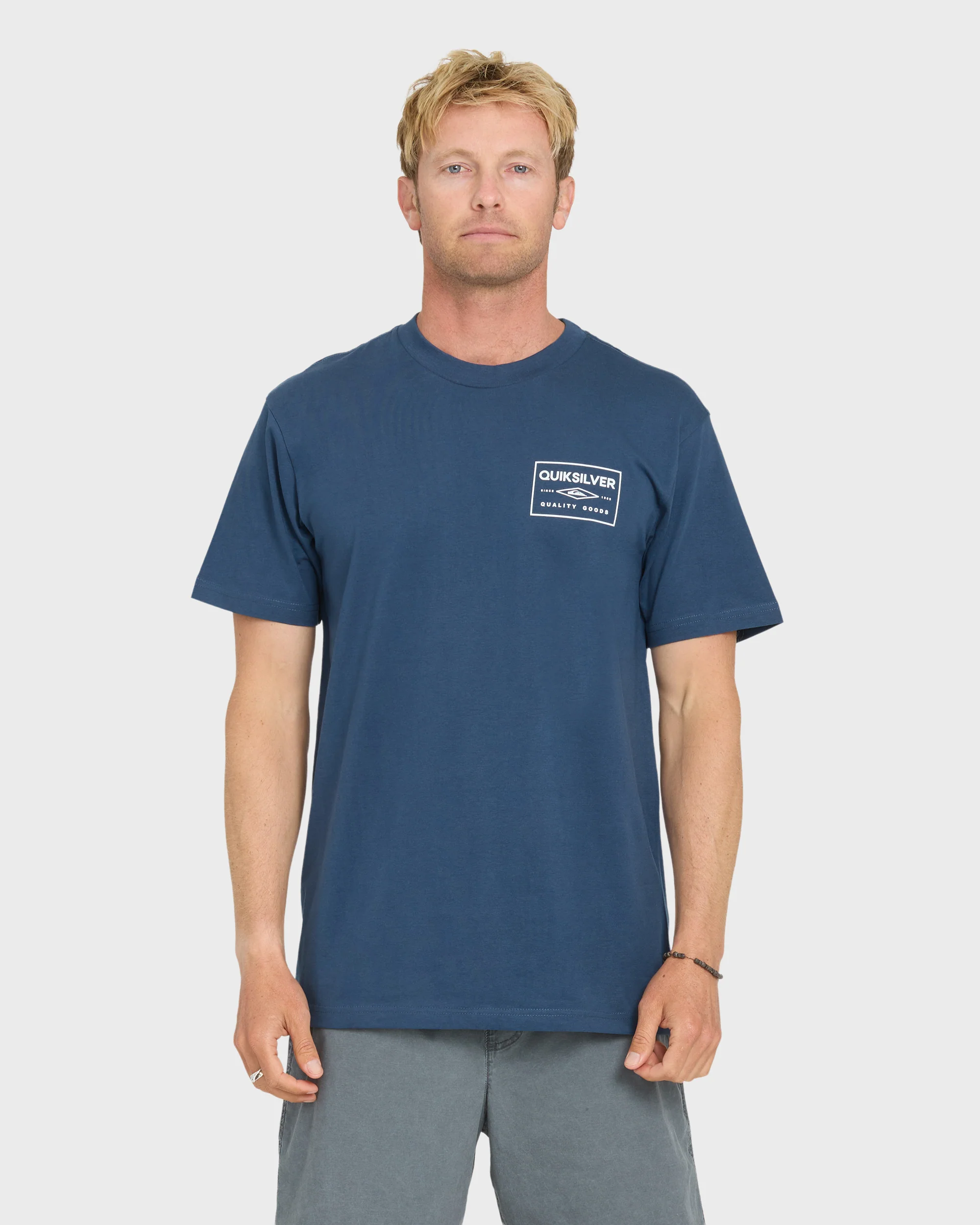 Stamped Short Sleeve Knit T-Shirt - Dark Denim 1 Stamped Short Sleeve Knit T-Shirt - Dark Denim