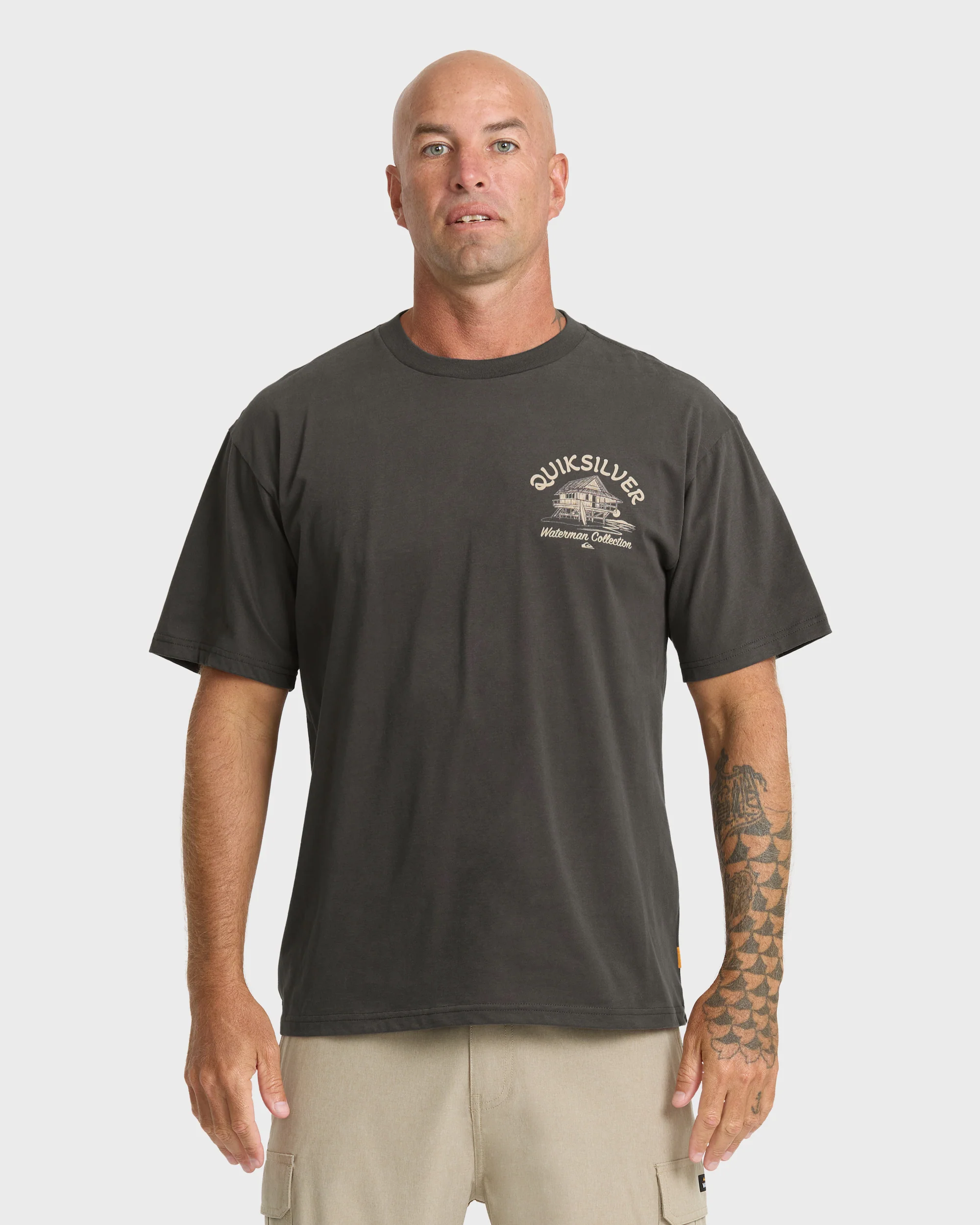 Waterman Tiki Hut Short Sleeve Cotton T-Shirt - Phantom