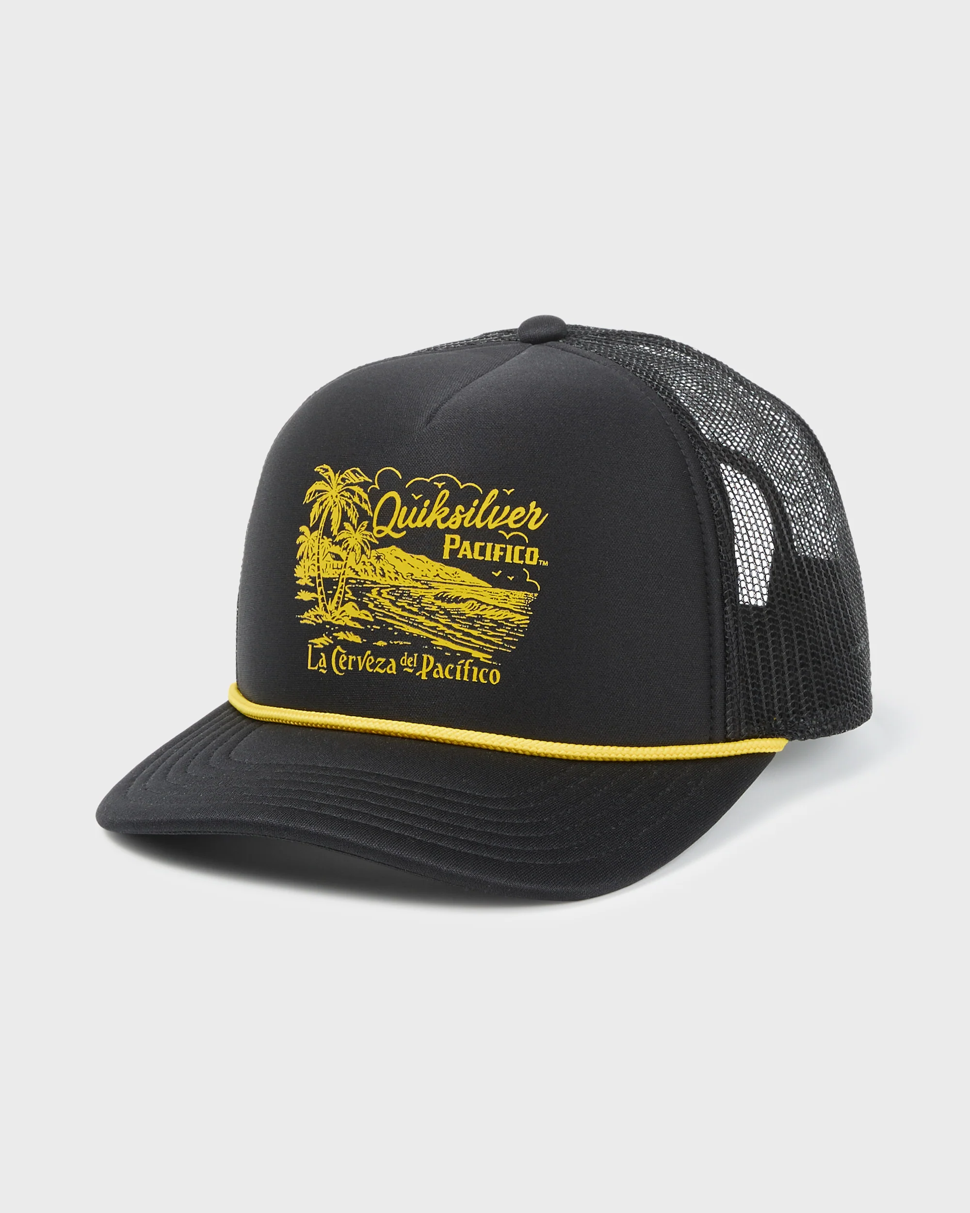 Pacifico Coastal Paradise Trucker Hat - Black 1 Pacifico Coastal Paradise Trucker Hat - Black