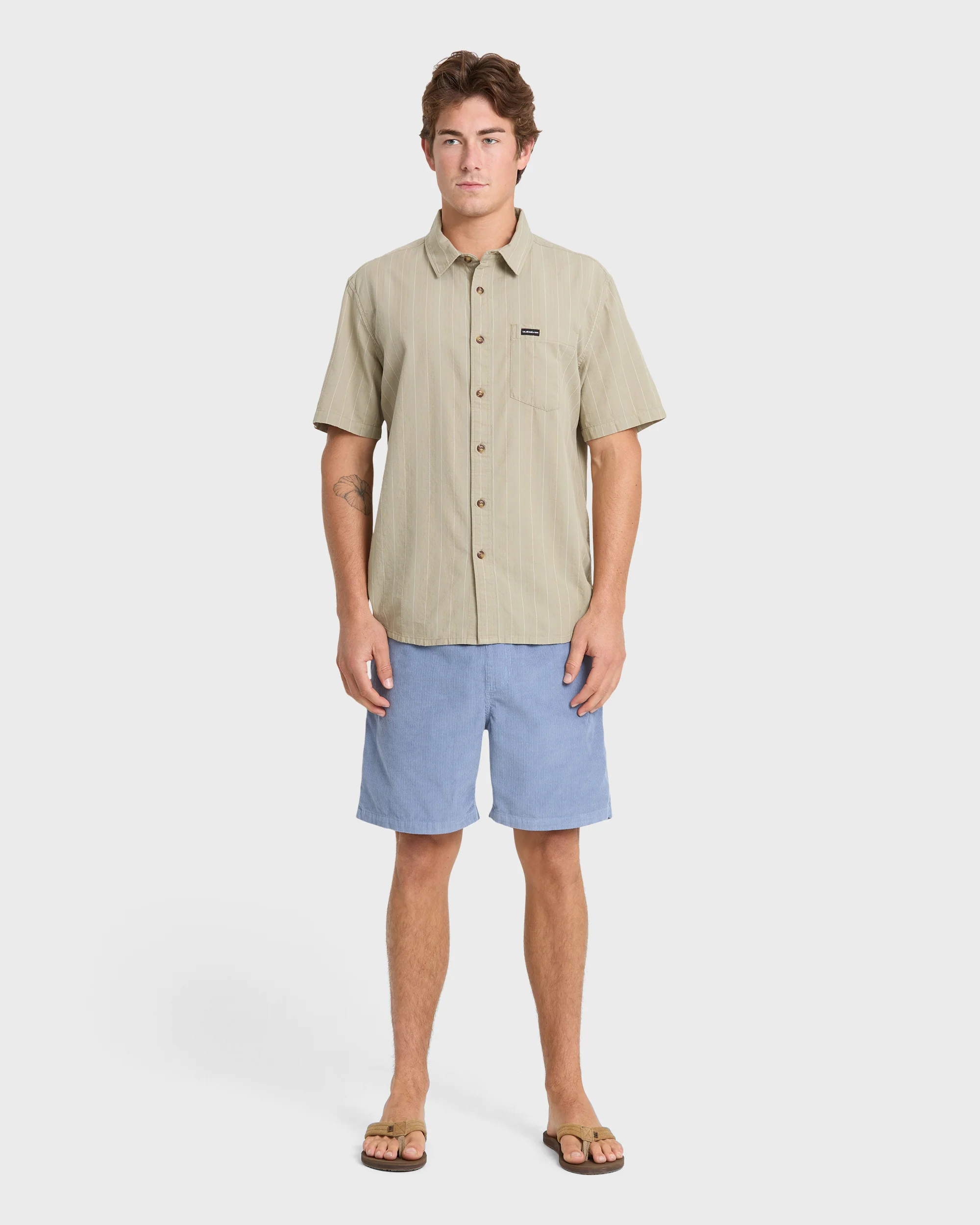 Dobby Stripe Classic Short Sleeve Woven Shirt - Seneca Rock 4 Dobby Stripe Classic Short Sleeve Woven Shirt - Seneca Rock