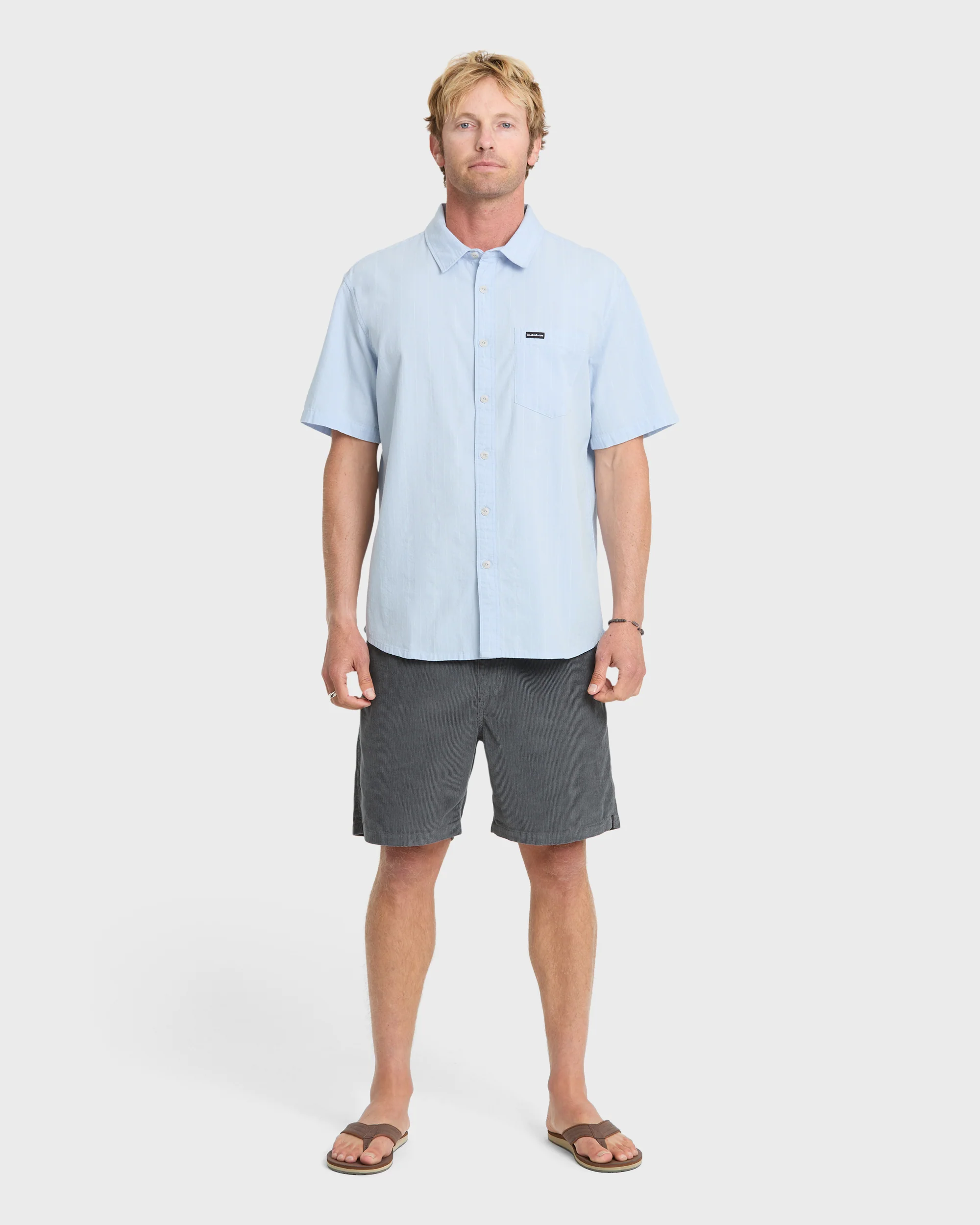 Dobby Stripe Classic Short Sleeve Woven Shirt - Skyway 4 Dobby Stripe Classic Short Sleeve Woven Shirt - Skyway