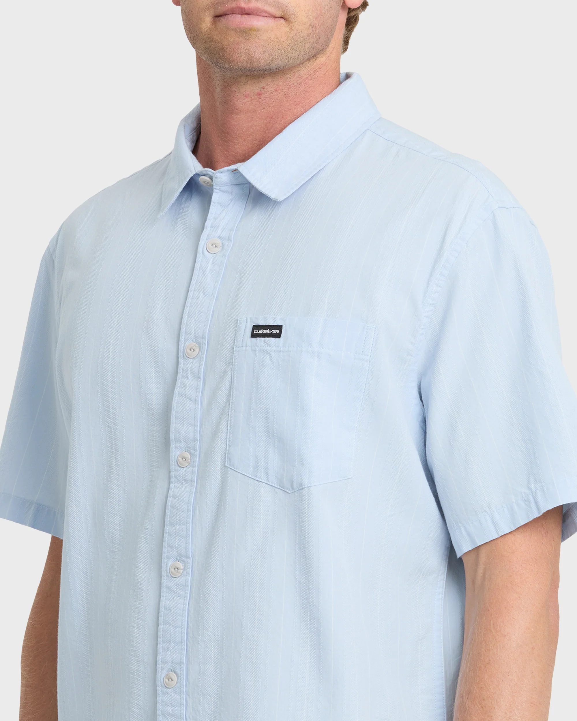 Dobby Stripe Classic Short Sleeve Woven Shirt - Skyway 5 Dobby Stripe Classic Short Sleeve Woven Shirt - Skyway