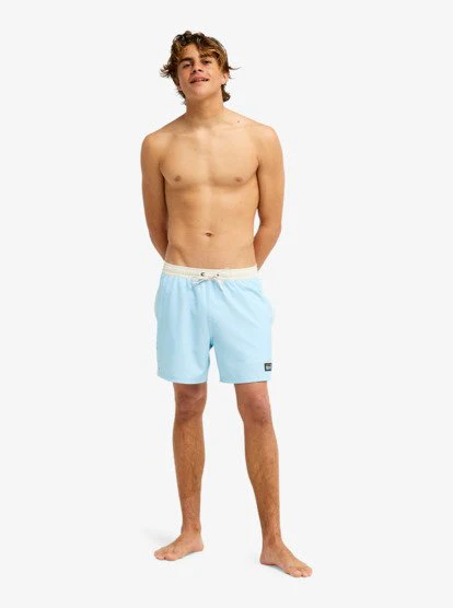 One Piece Solid 16" Elastic Waist Boardshorts - Stratosphere 7 One Piece Solid 16" Elastic Waist Boardshorts - Stratosphere