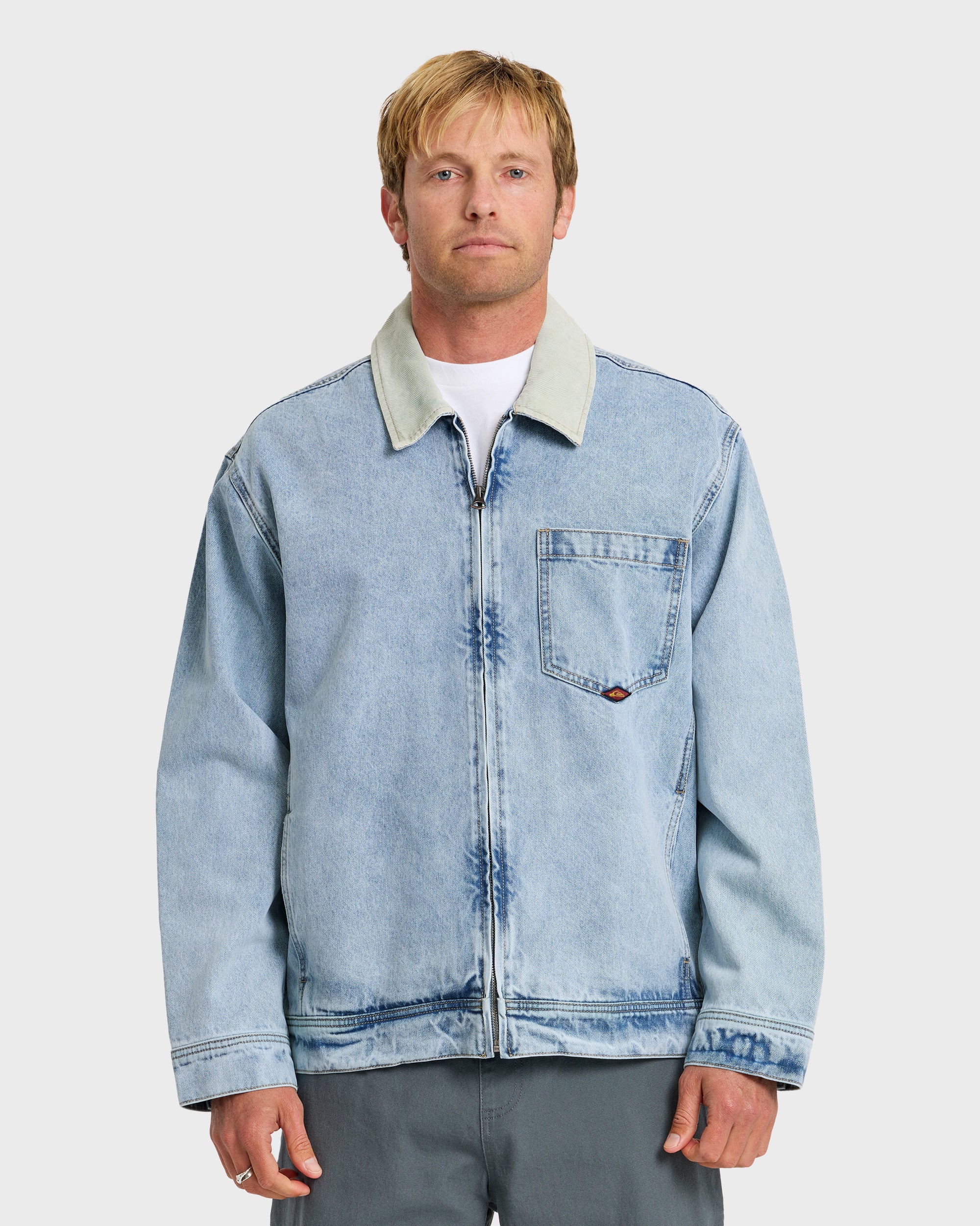 Surf Harrington Denim Jacket - Light Indigo 1 Surf Harrington Denim Jacket - Light Indigo