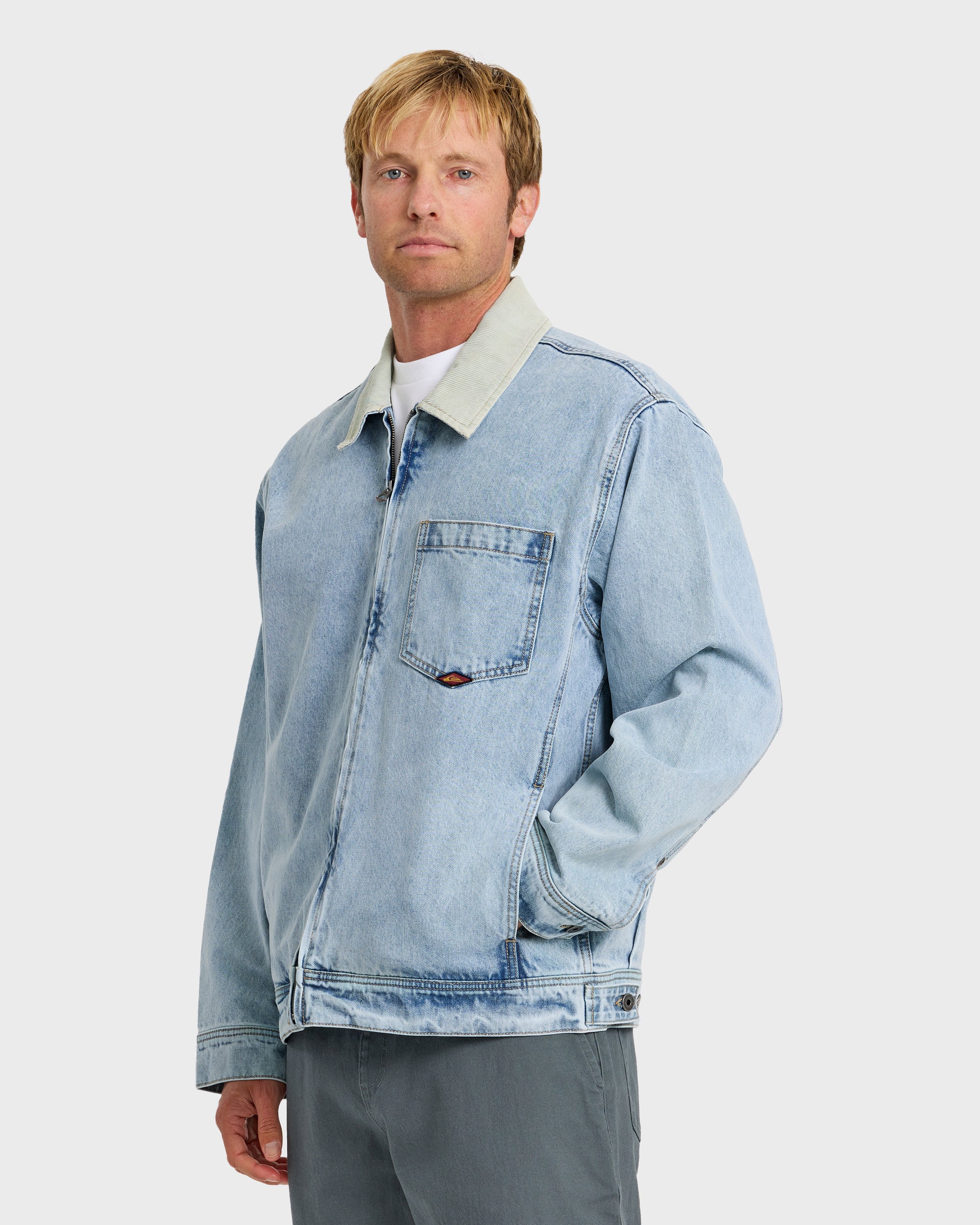 Surf Harrington Denim Jacket - Light Indigo 4 Surf Harrington Denim Jacket - Light Indigo