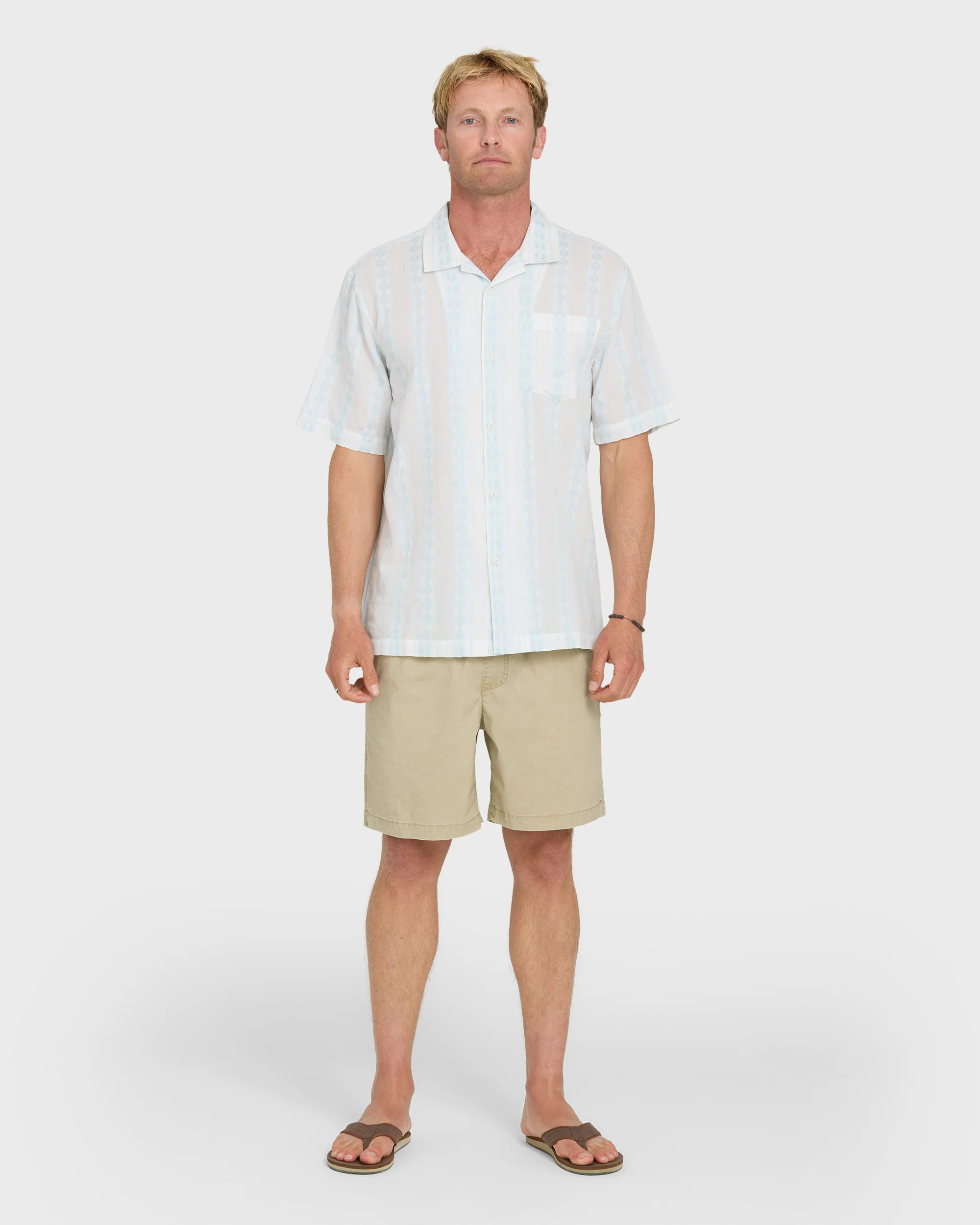 Bishop Jacquard Camp Short Sleeve Cotton Shirt - Skyway 4 Bishop Jacquard Camp Short Sleeve Cotton Shirt - Skyway