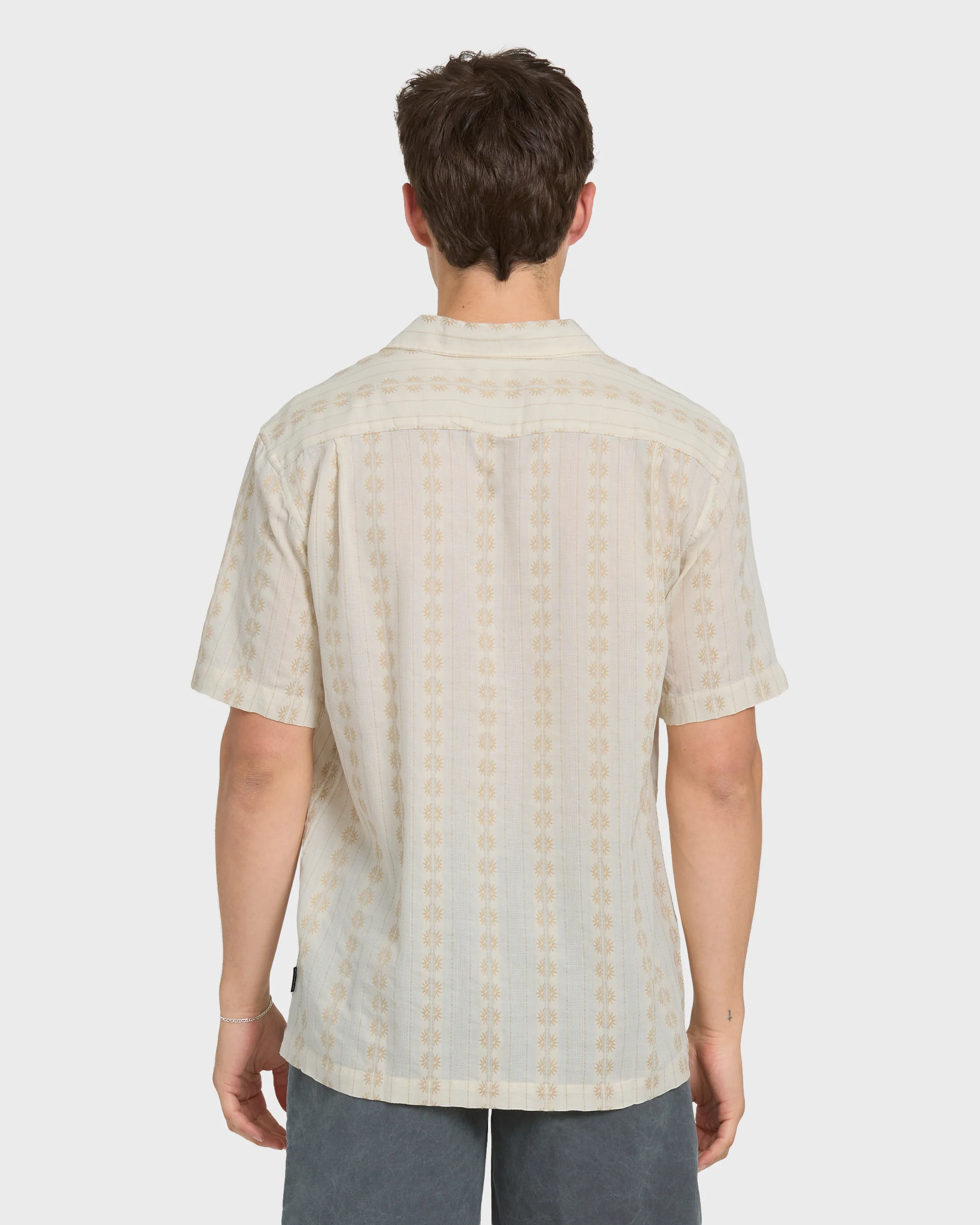 Bishop Jacquard Camp Short Sleeve Cotton Shirt - Twill 2 Bishop Jacquard Camp Short Sleeve Cotton Shirt - Twill