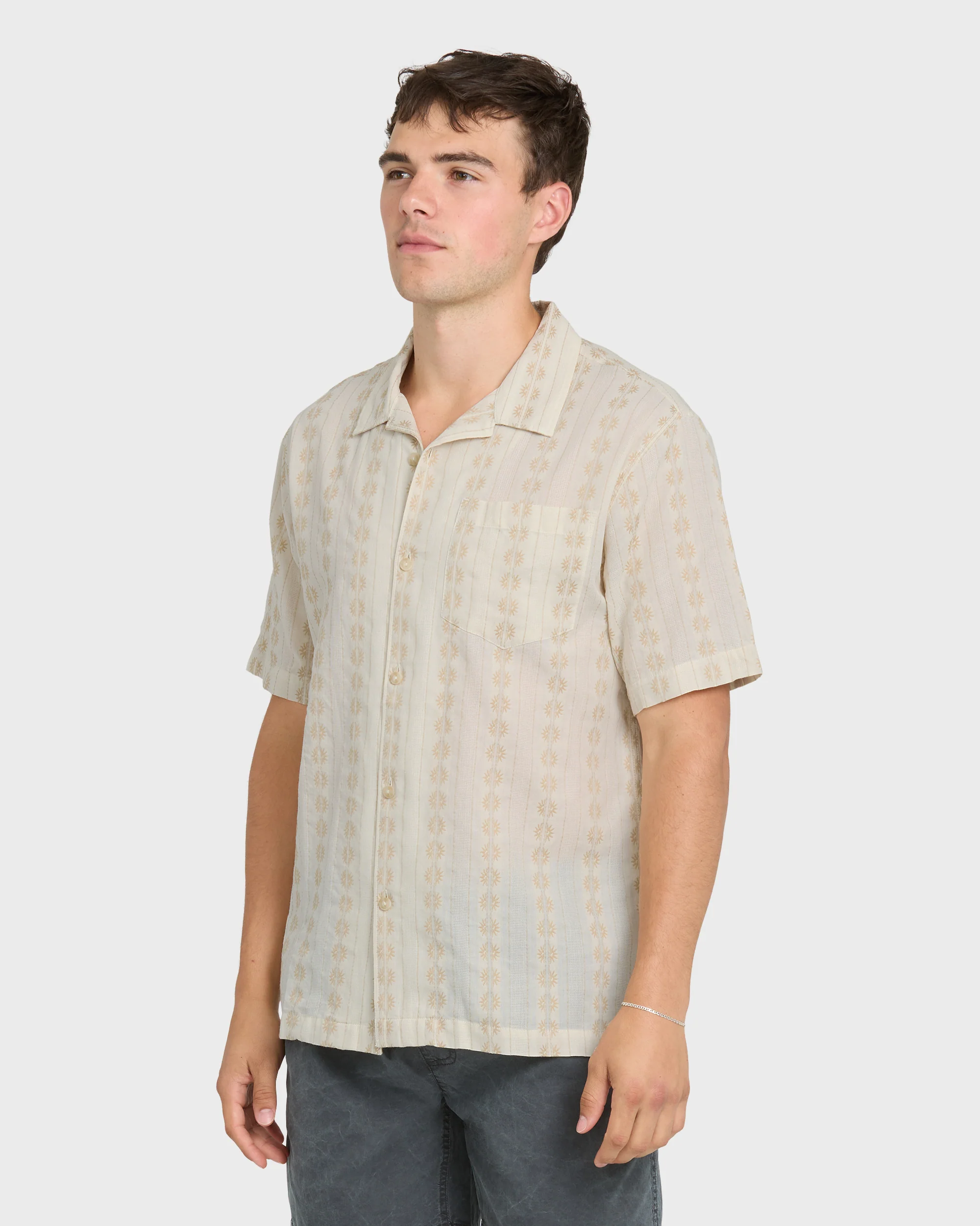 Bishop Jacquard Camp Short Sleeve Cotton Shirt - Twill 3 Bishop Jacquard Camp Short Sleeve Cotton Shirt - Twill