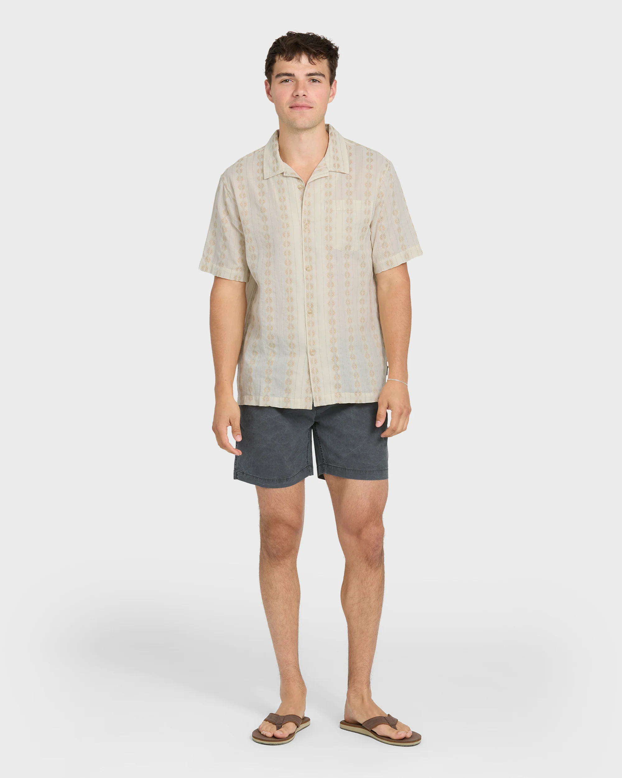 Bishop Jacquard Camp Short Sleeve Cotton Shirt - Twill 4 Bishop Jacquard Camp Short Sleeve Cotton Shirt - Twill