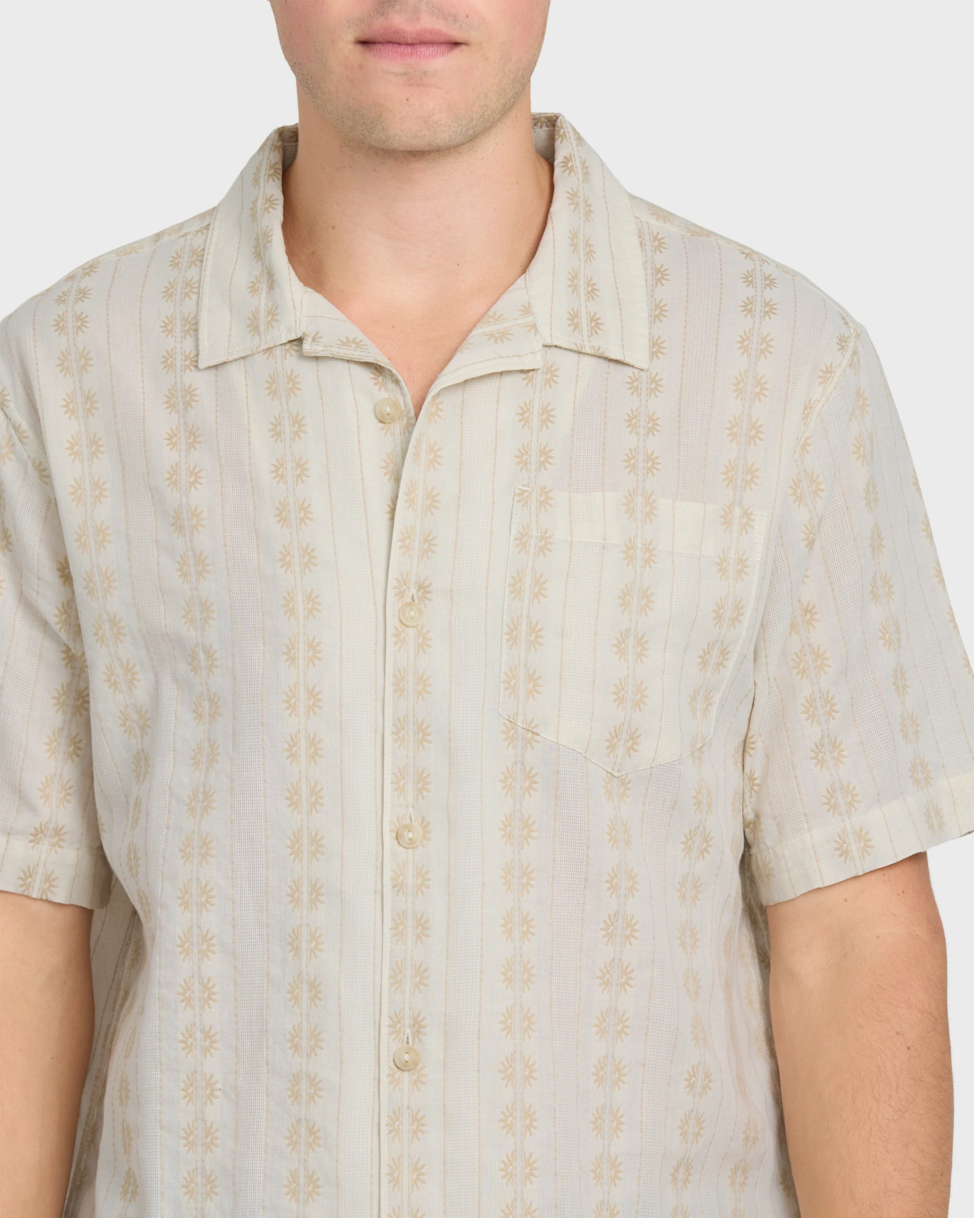 Bishop Jacquard Camp Short Sleeve Cotton Shirt - Twill 5 Bishop Jacquard Camp Short Sleeve Cotton Shirt - Twill