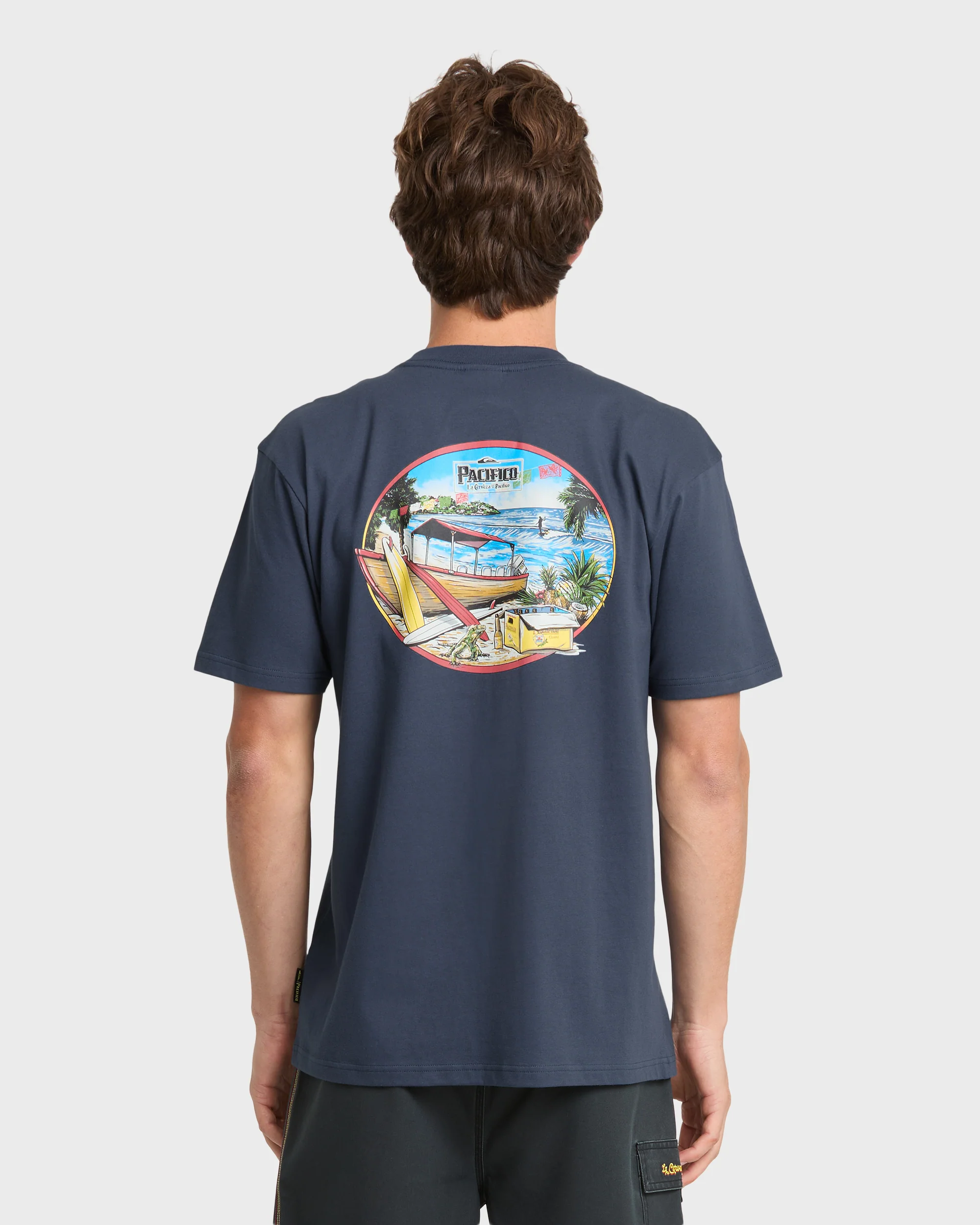 Pacifico Sayulita Cruising Short Sleeve Knit T-Shirt - Navy 2 Pacifico Sayulita Cruising Short Sleeve Knit T-Shirt - Navy