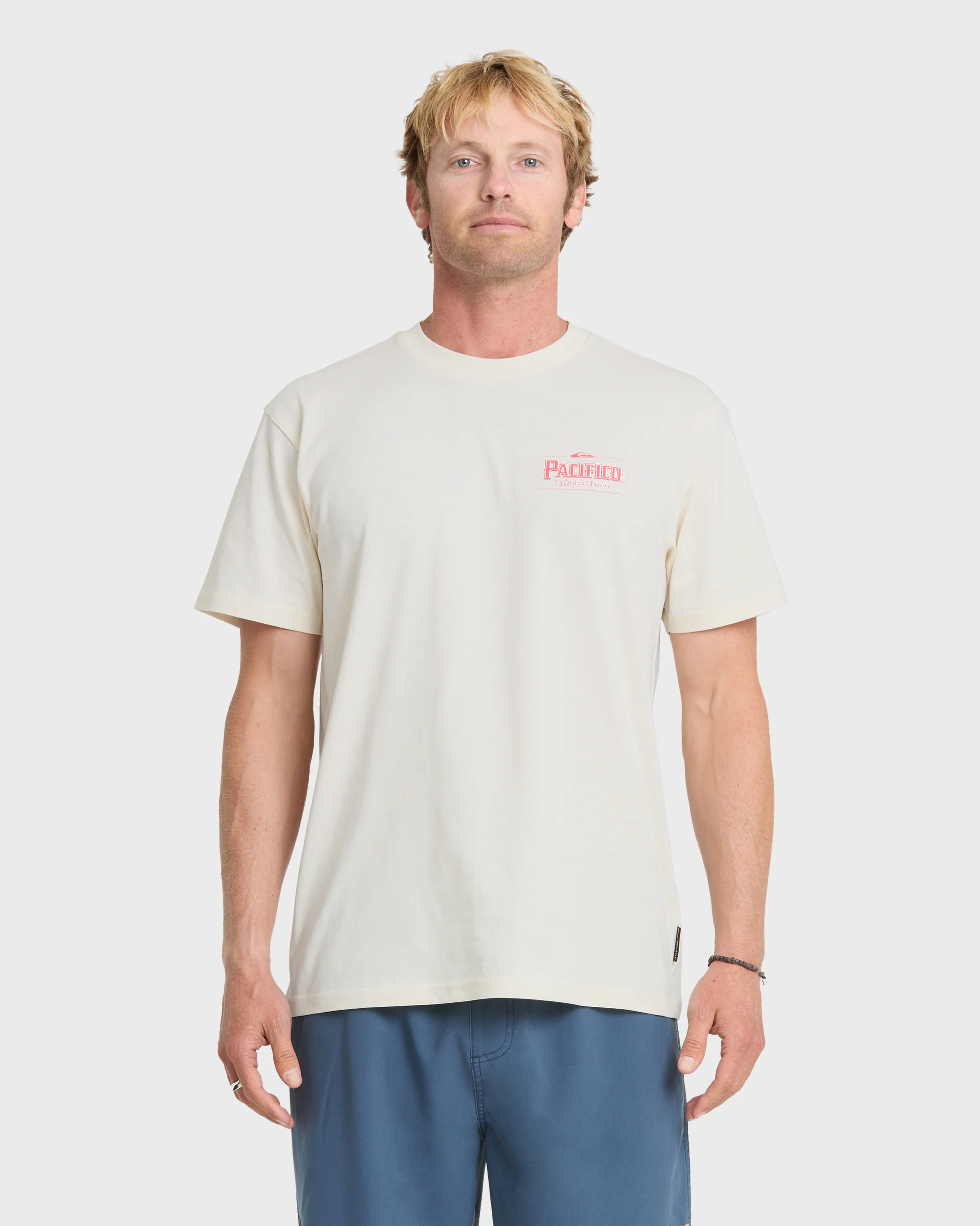 Pacifico Sayulita Cruising Short Sleeve Cotton T-Shirt - Tofu 1 Pacifico Sayulita Cruising Short Sleeve Cotton T-Shirt - Tofu