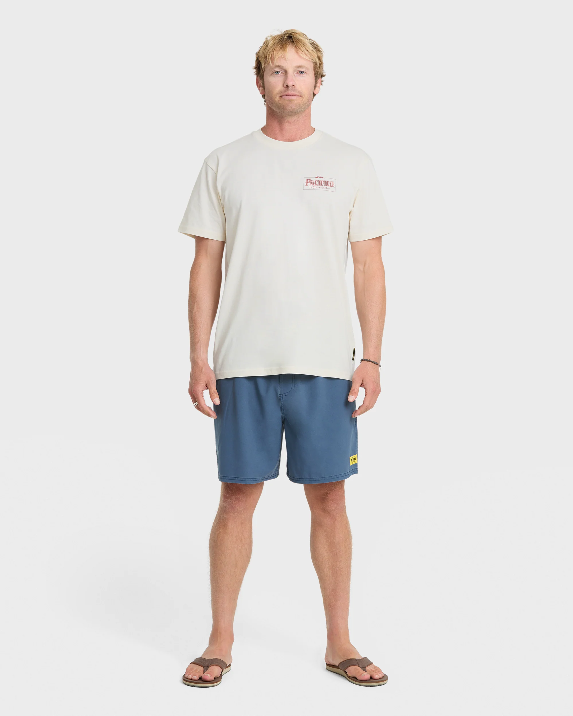 Pacifico Sayulita Cruising Short Sleeve Cotton T-Shirt - Tofu 3 Pacifico Sayulita Cruising Short Sleeve Cotton T-Shirt - Tofu