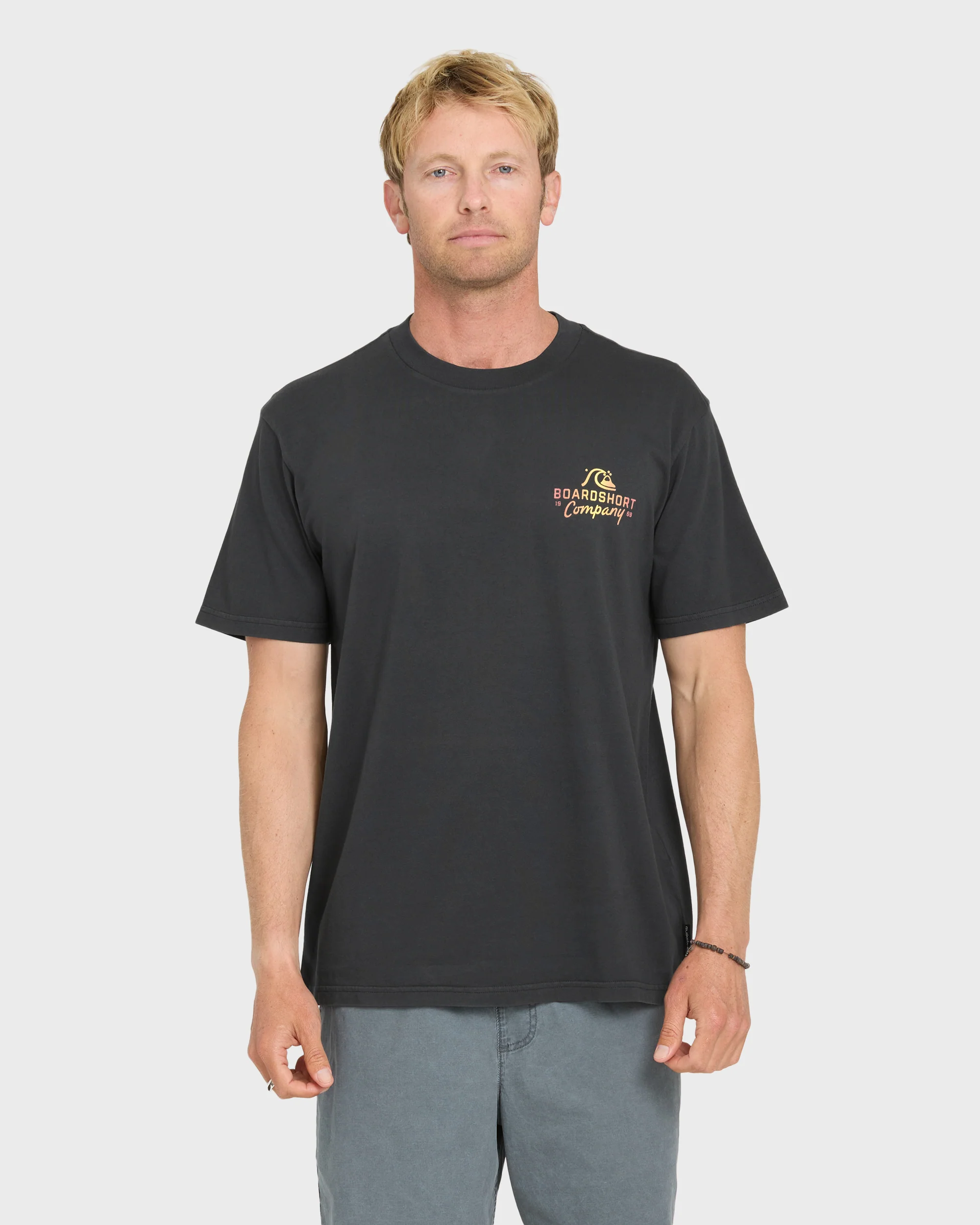 Factory Label Pigment Dye Short Sleeve Cotton T-Shirt - Phantom 1 Factory Label Pigment Dye Short Sleeve Cotton T-Shirt - Phantom