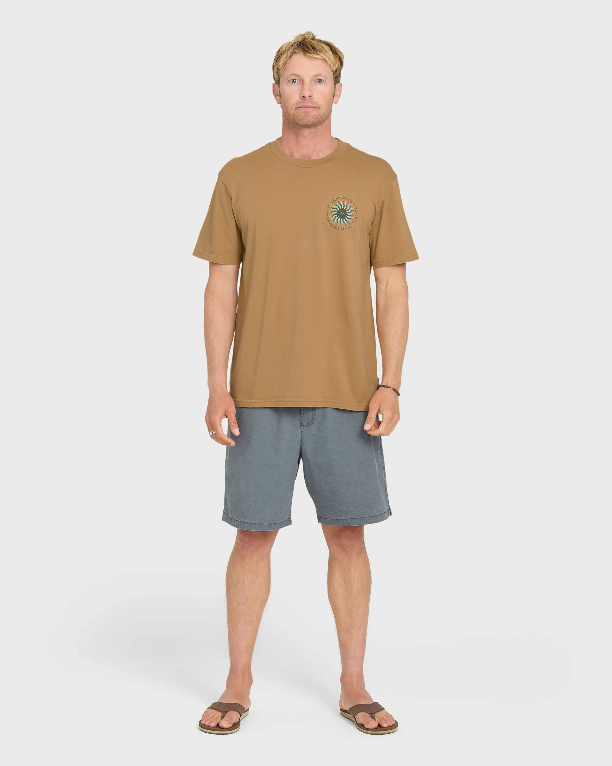 Sunny Day Pigment Dye Short Sleeve Cotton T-Shirt - Tobacco 4 Sunny Day Pigment Dye Short Sleeve Cotton T-Shirt - Tobacco