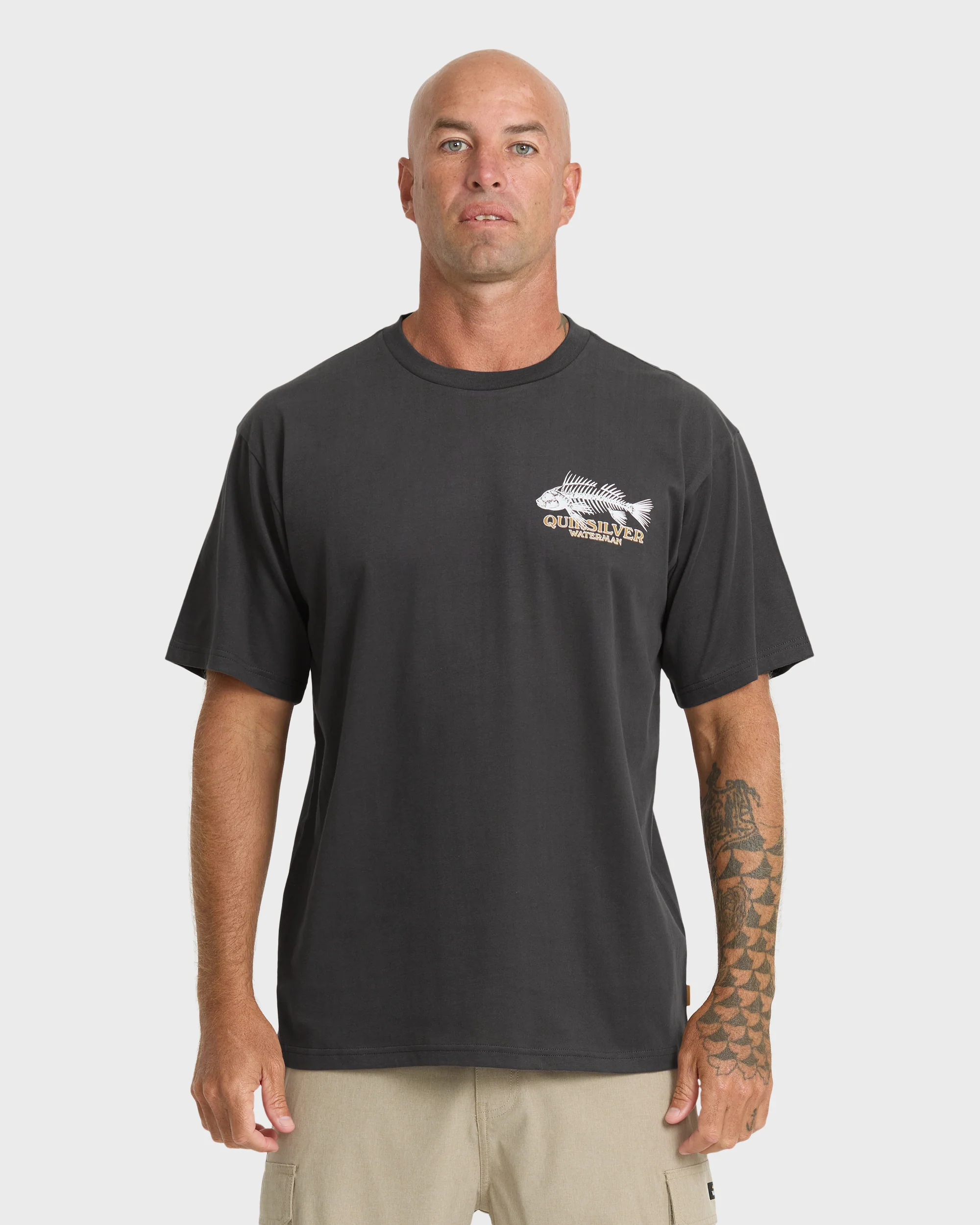 Waterman Fish Bones Short Sleeve Cotton T-Shirt - Phantom 1 Waterman Fish Bones Short Sleeve Cotton T-Shirt - Phantom