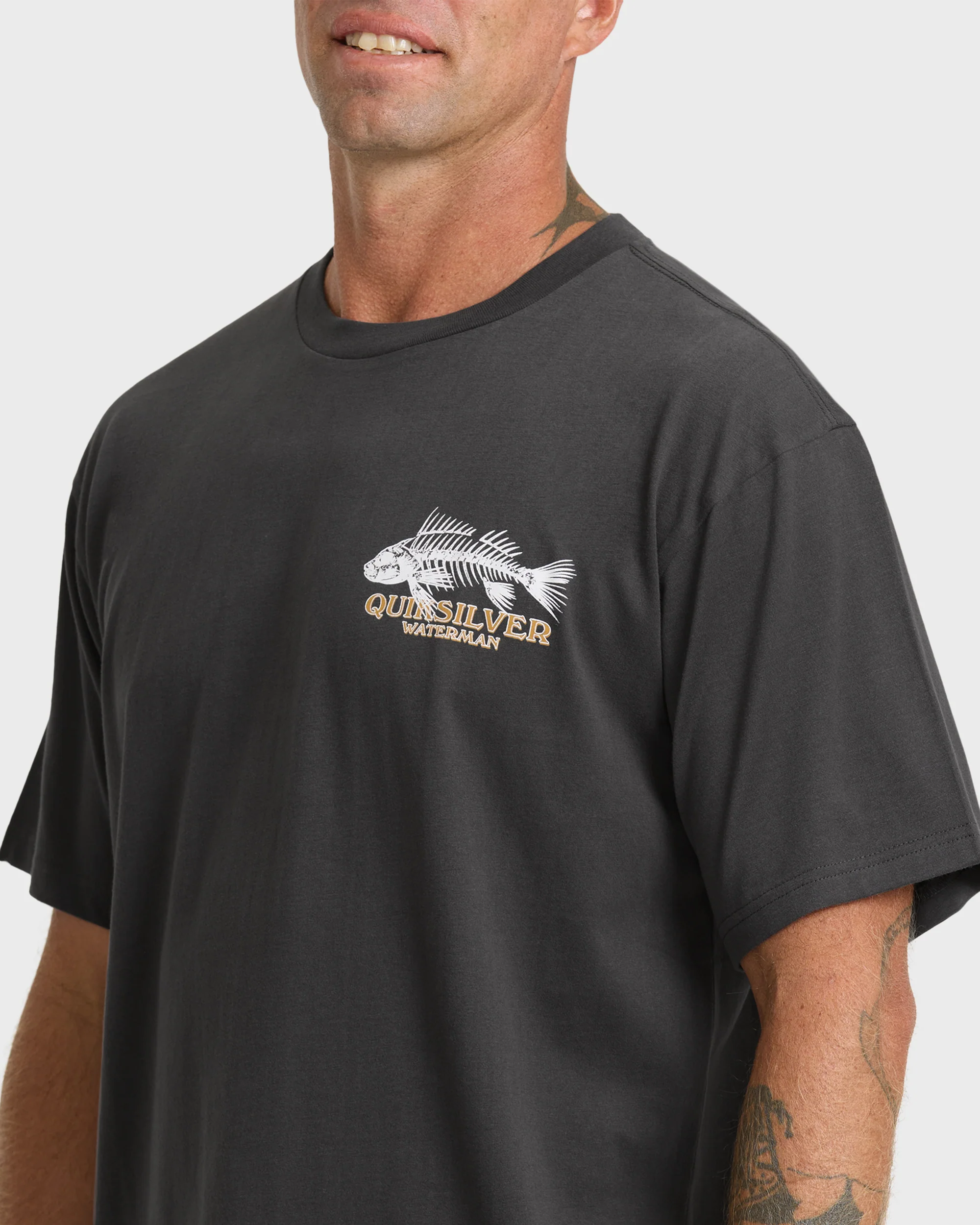 Waterman Fish Bones Short Sleeve Cotton T-Shirt - Phantom 4 Waterman Fish Bones Short Sleeve Cotton T-Shirt - Phantom