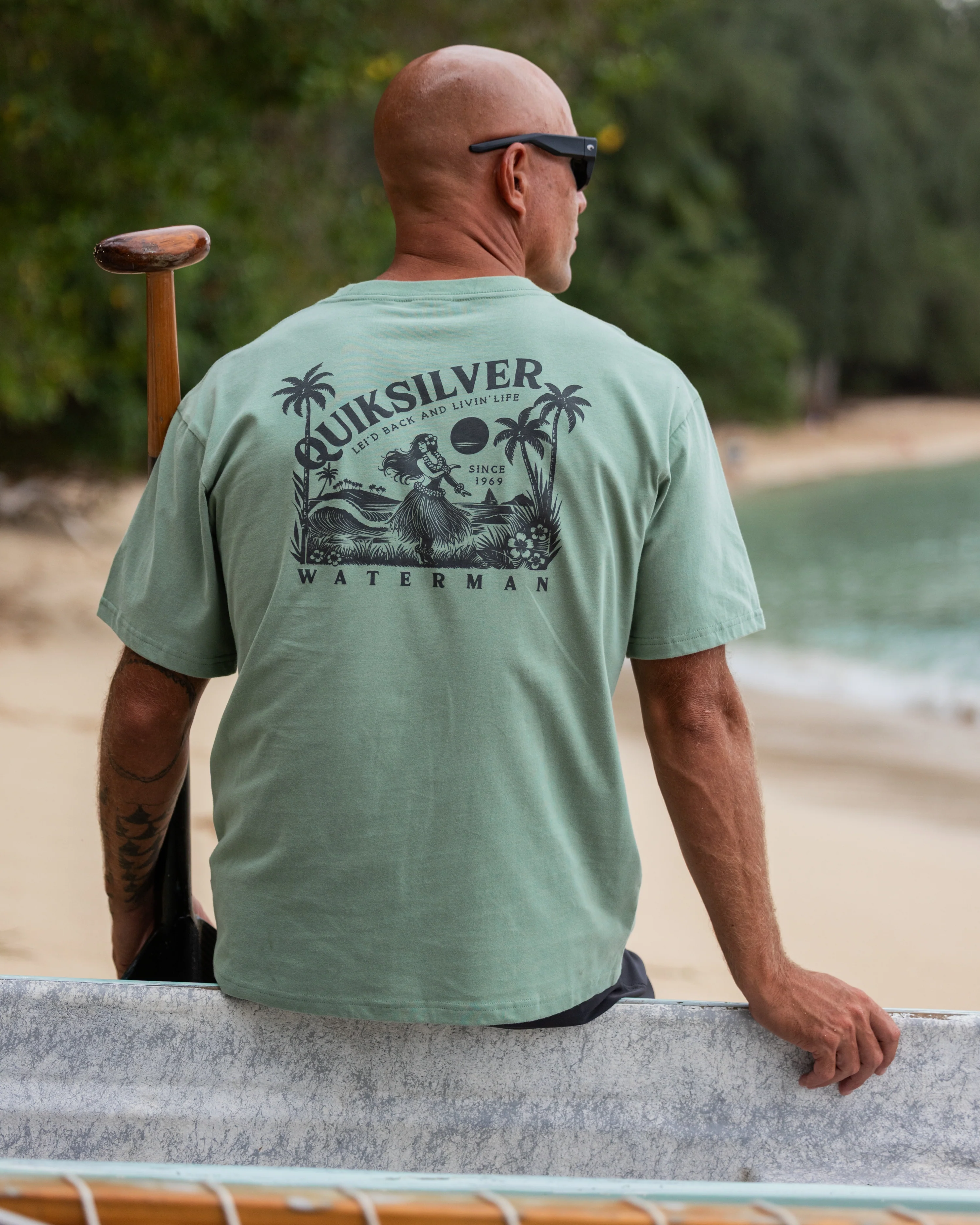 Waterman Lei'd Back Short Sleeve Cotton T-Shirt - Lily Pad 2 Waterman Lei'd Back Short Sleeve Cotton T-Shirt - Lily Pad
