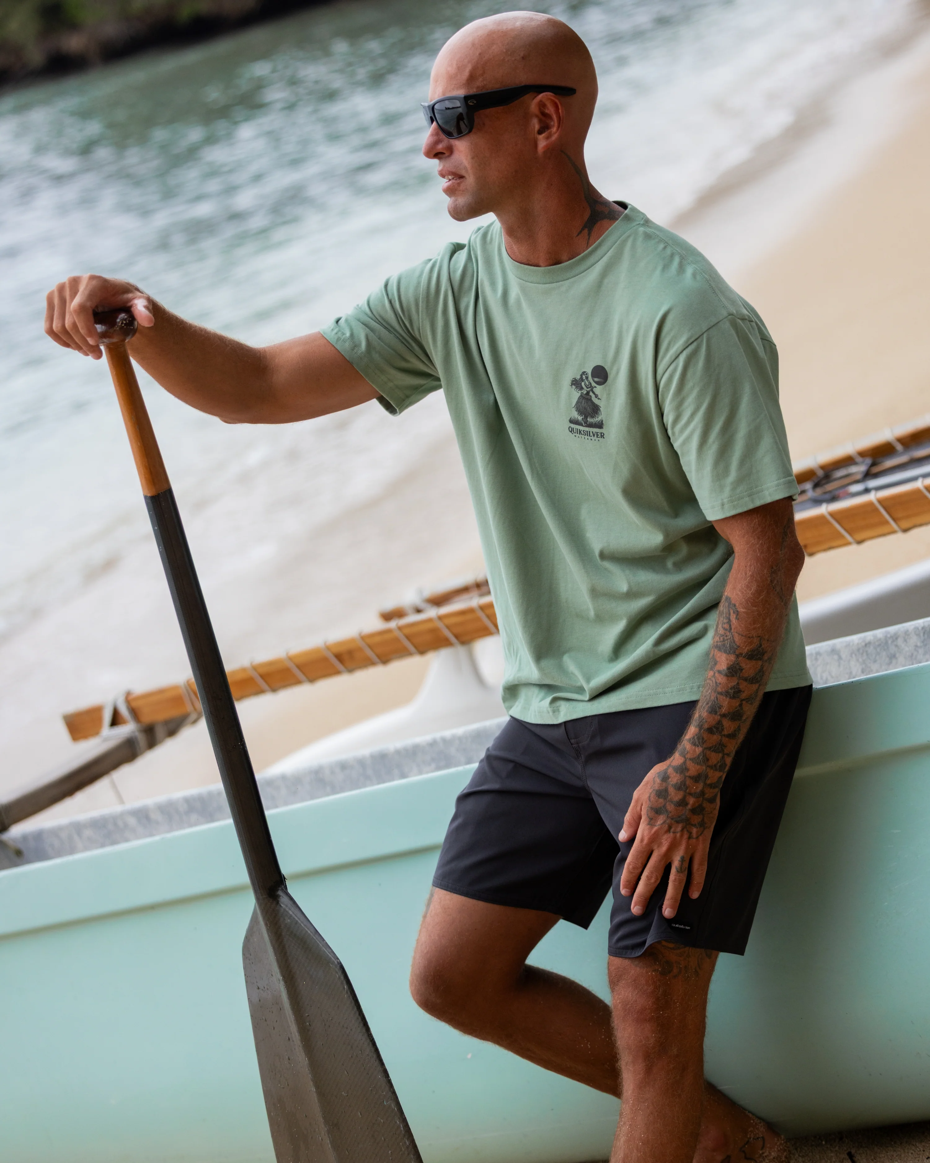 Waterman Lei'd Back Short Sleeve Cotton T-Shirt - Lily Pad 5 Waterman Lei'd Back Short Sleeve Cotton T-Shirt - Lily Pad