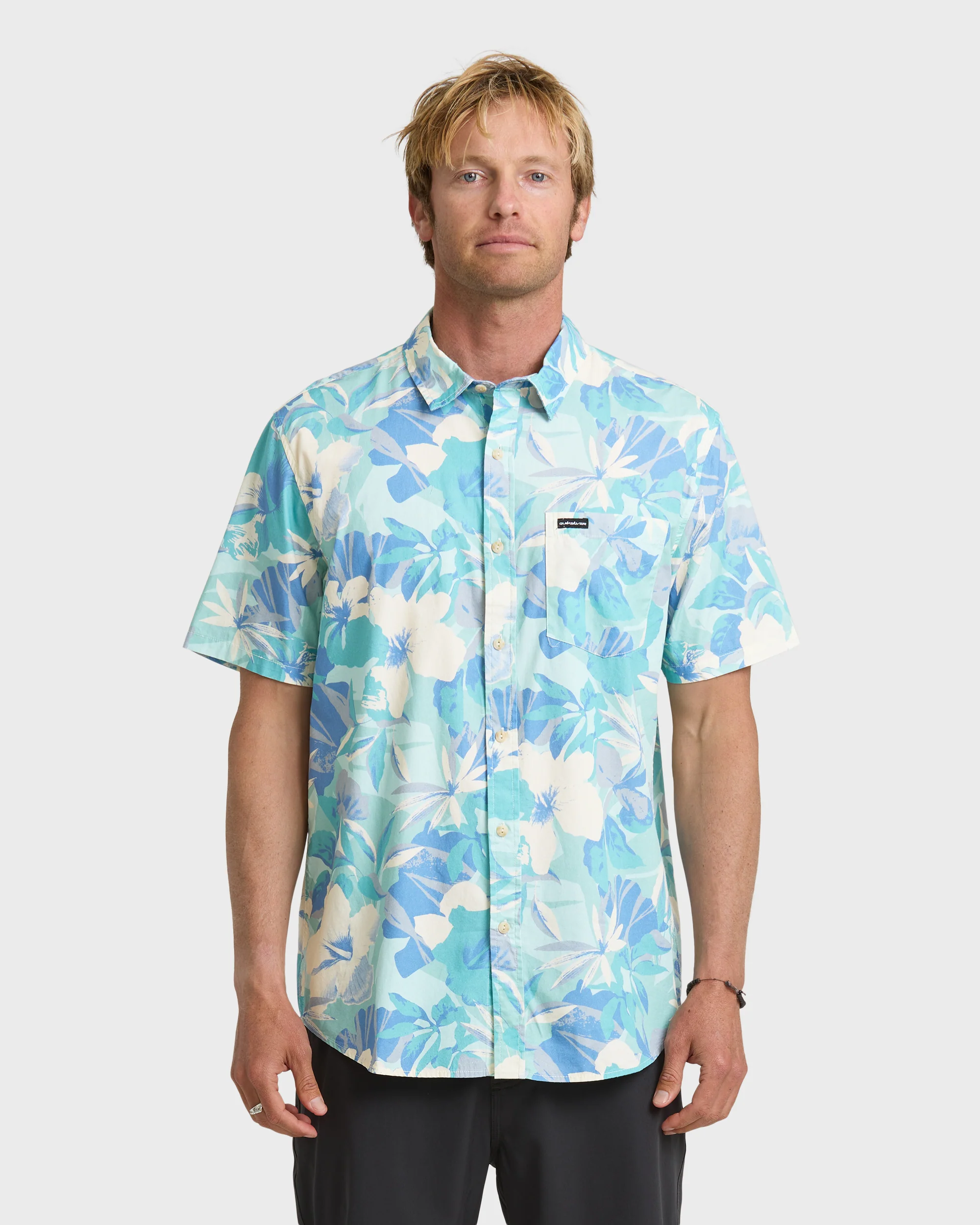 Interact Floral Classic Short Sleeve Shirt - Blue Haze 1 Interact Floral Classic Short Sleeve Shirt - Blue Haze