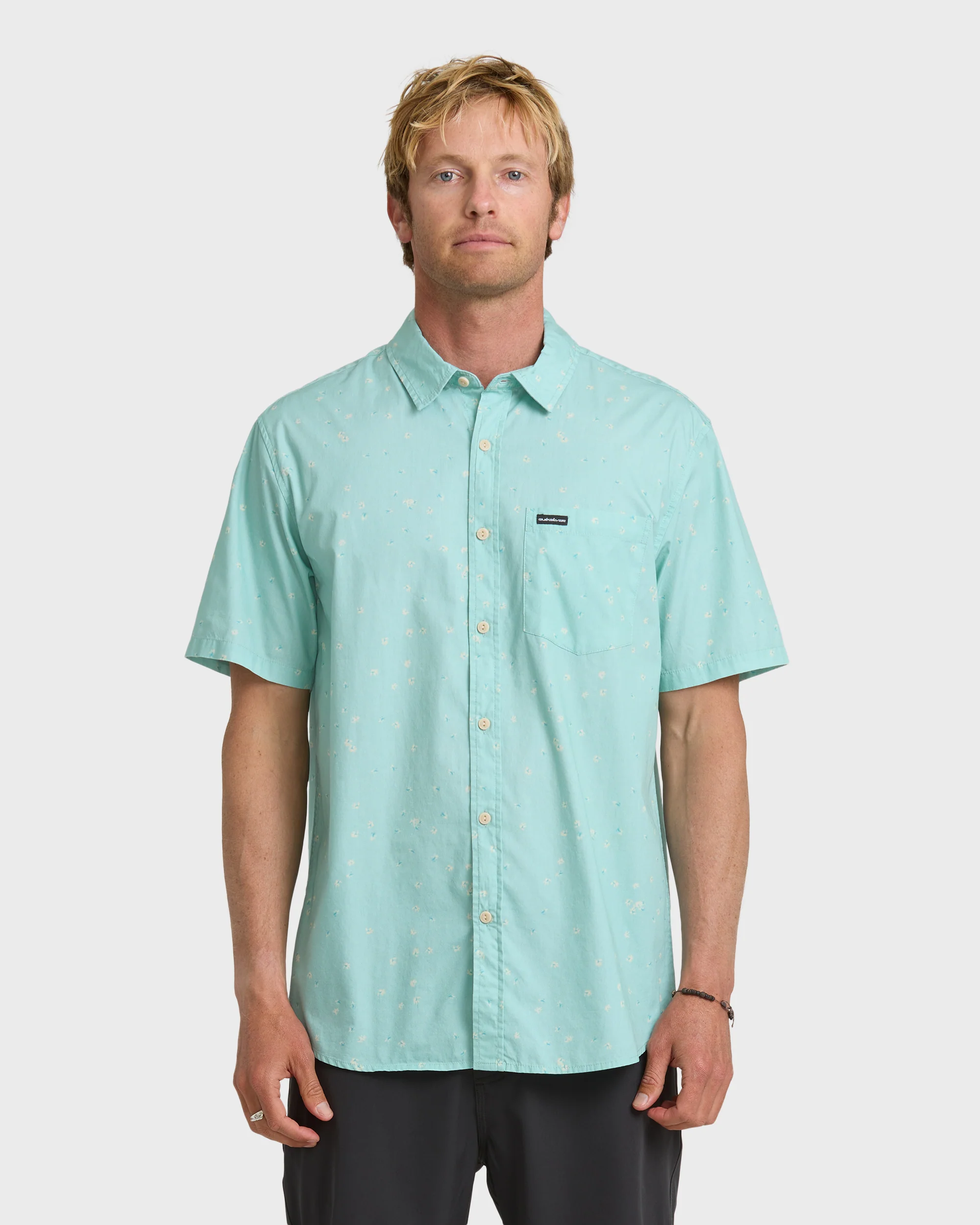 Ditsy Blossom Classic Short Sleeve Shirt - Blue Haze