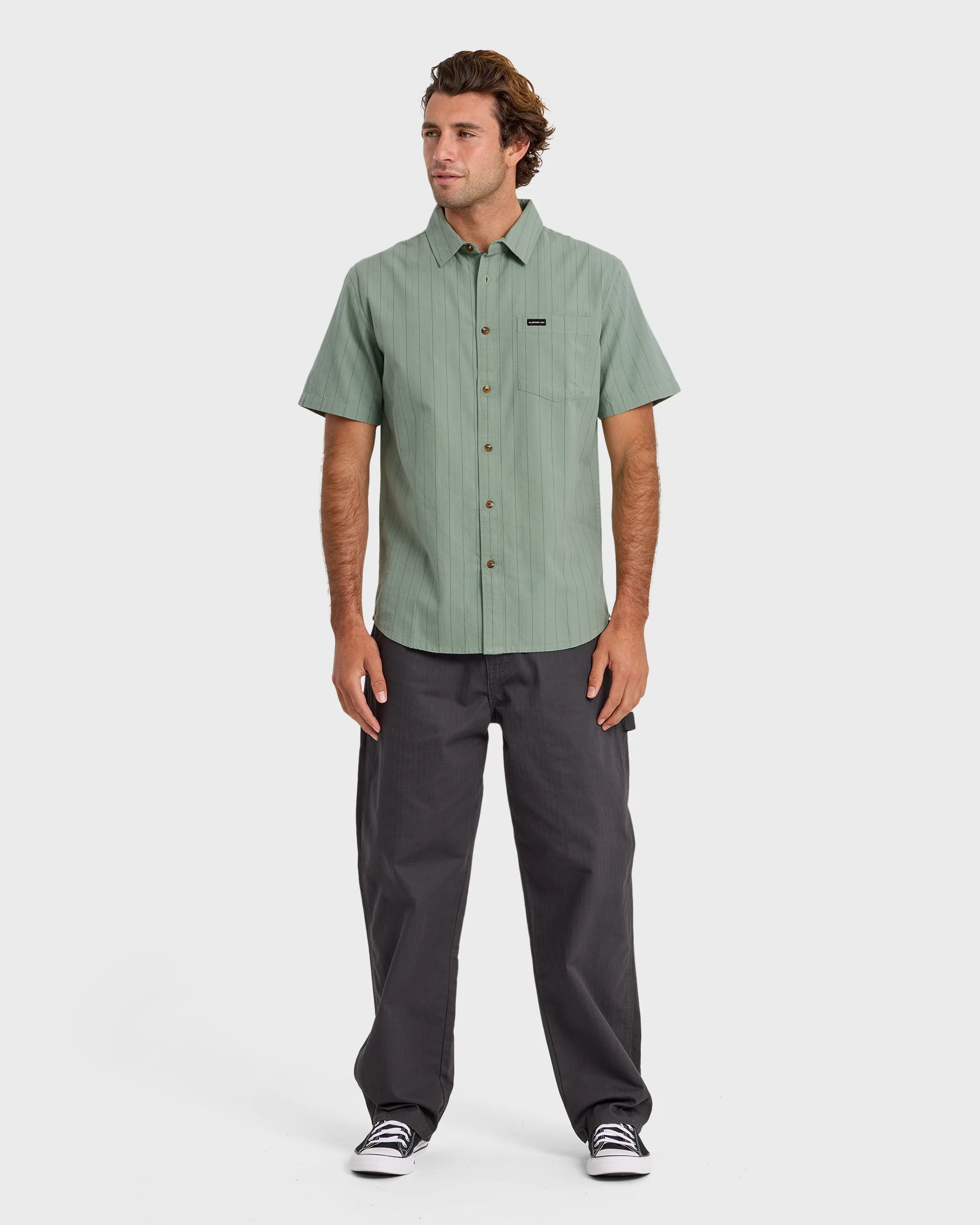 Dobby Stripe Classic Short Sleeve Shirt - Lily Pad 3 Dobby Stripe Classic Short Sleeve Shirt - Lily Pad