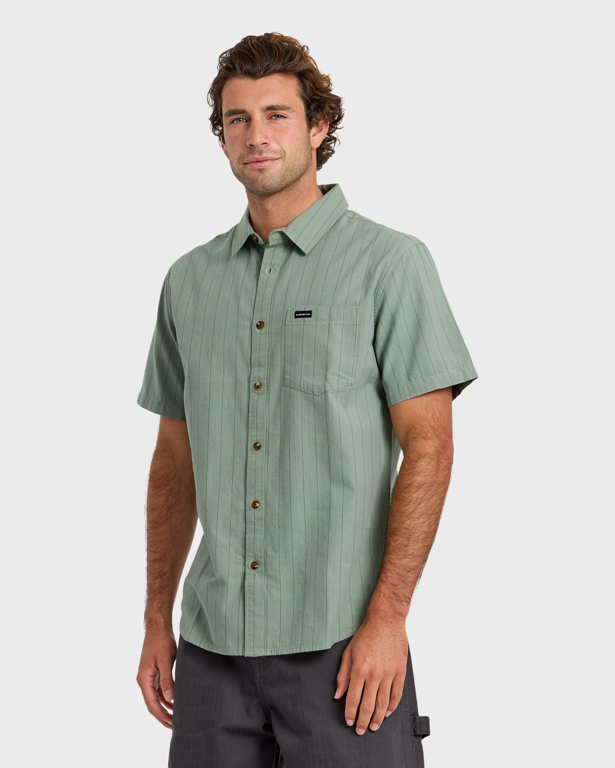 Dobby Stripe Classic Short Sleeve Shirt - Lily Pad 4 Dobby Stripe Classic Short Sleeve Shirt - Lily Pad