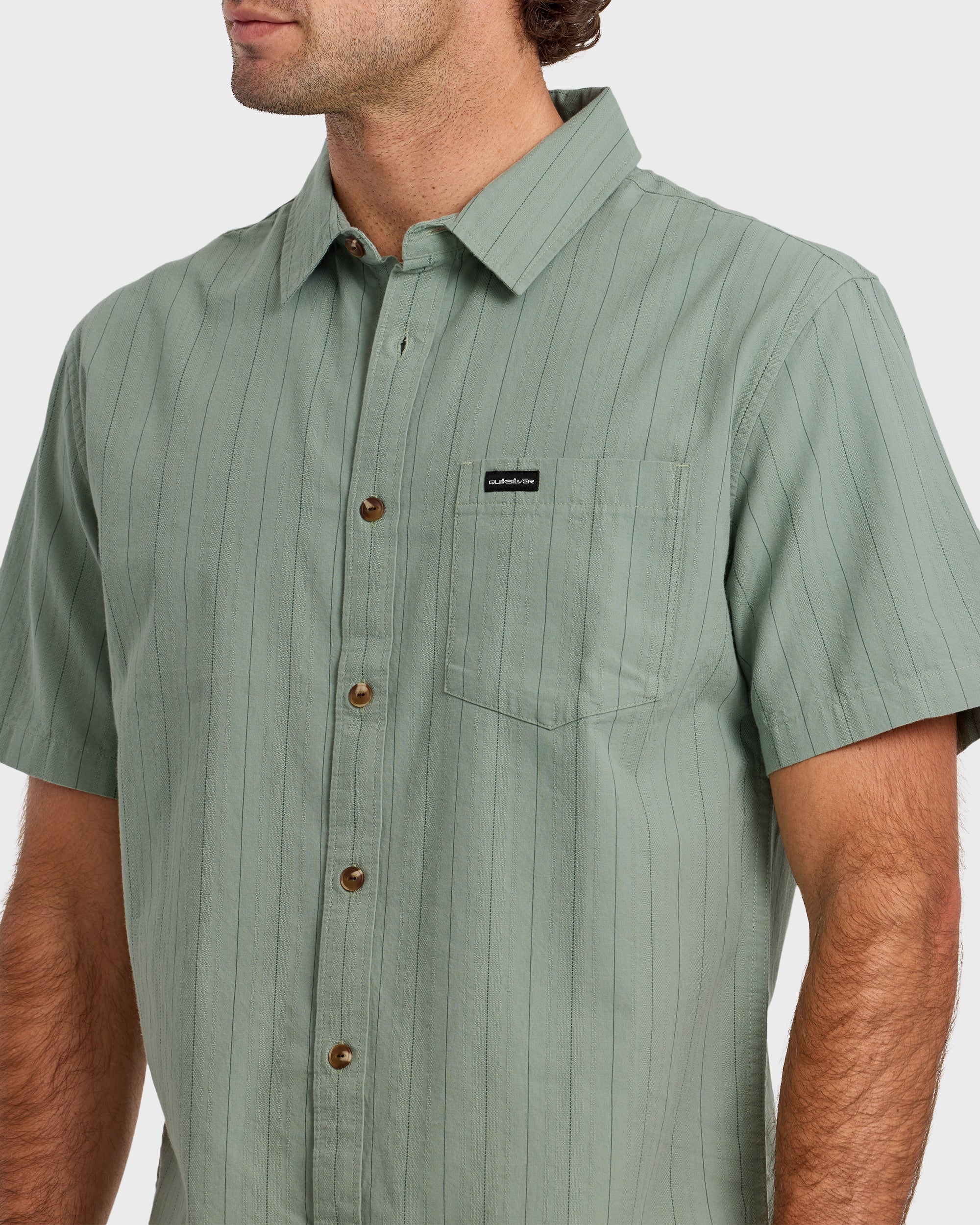 Dobby Stripe Classic Short Sleeve Shirt - Lily Pad 5 Dobby Stripe Classic Short Sleeve Shirt - Lily Pad
