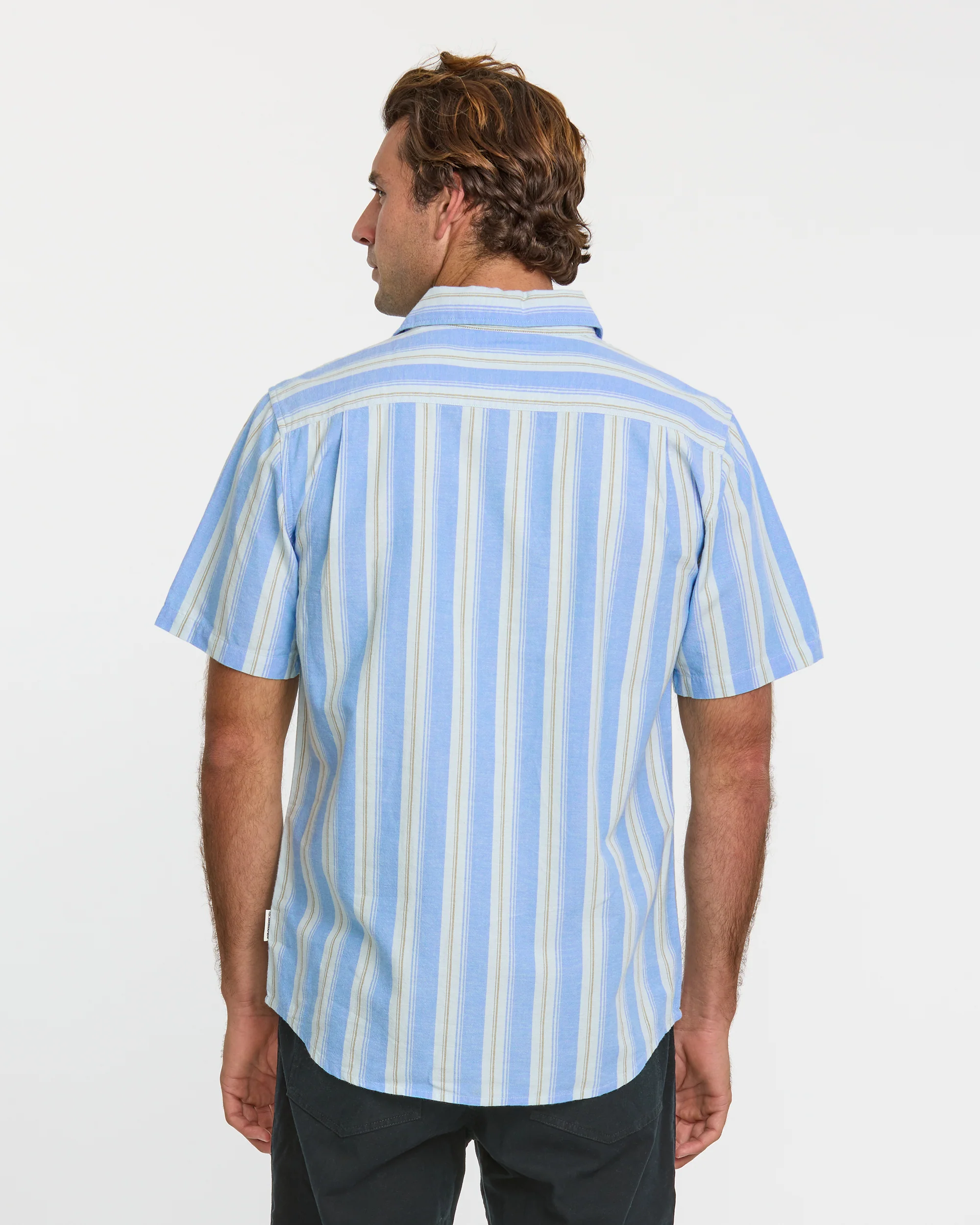 Oxford Stripe Classic Short Sleeve Shirt - Azure 2 Oxford Stripe Classic Short Sleeve Shirt - Azure