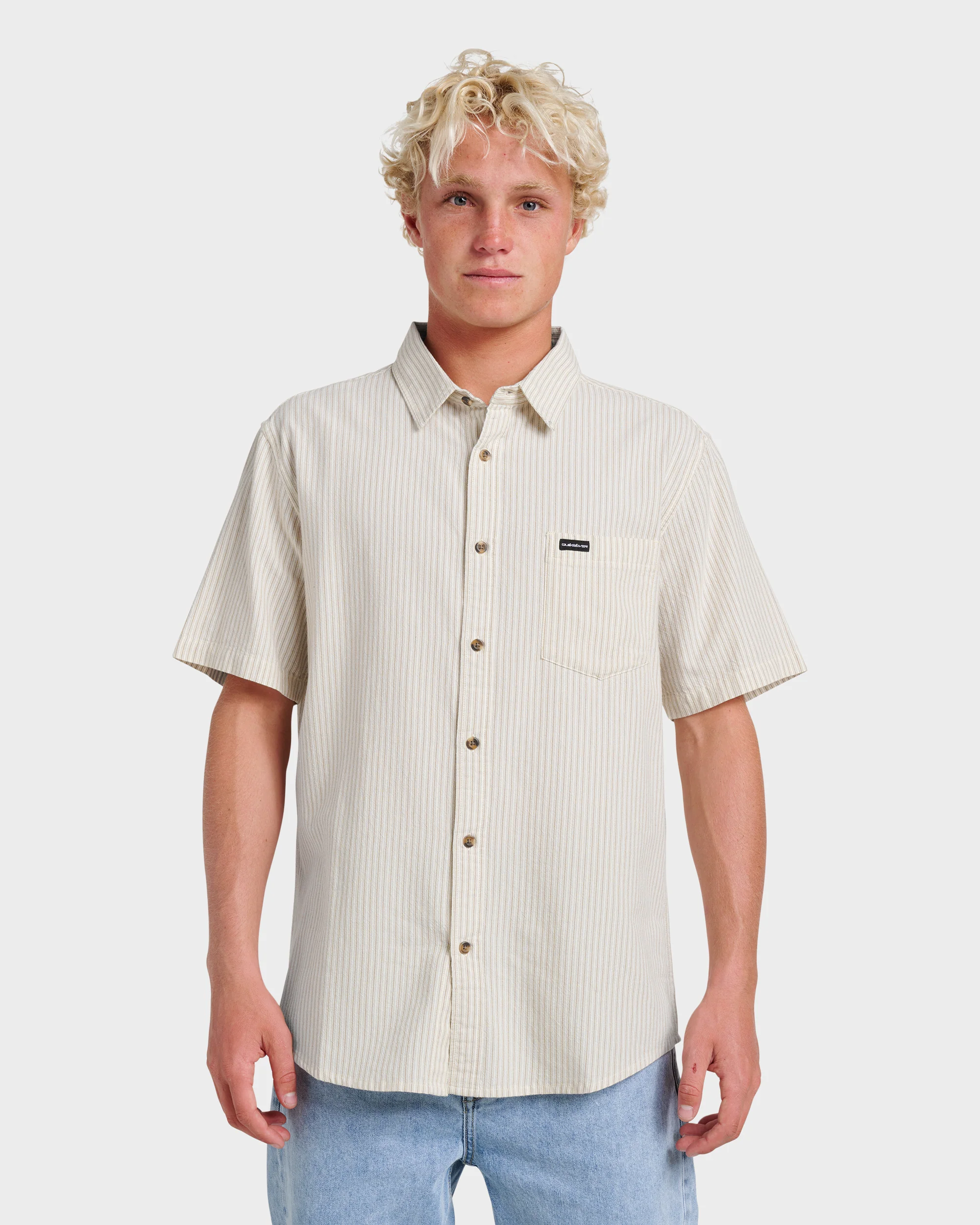 Oxford Stripe Classic Short Sleeve Shirt - Moonstruck 1 Oxford Stripe Classic Short Sleeve Shirt - Moonstruck