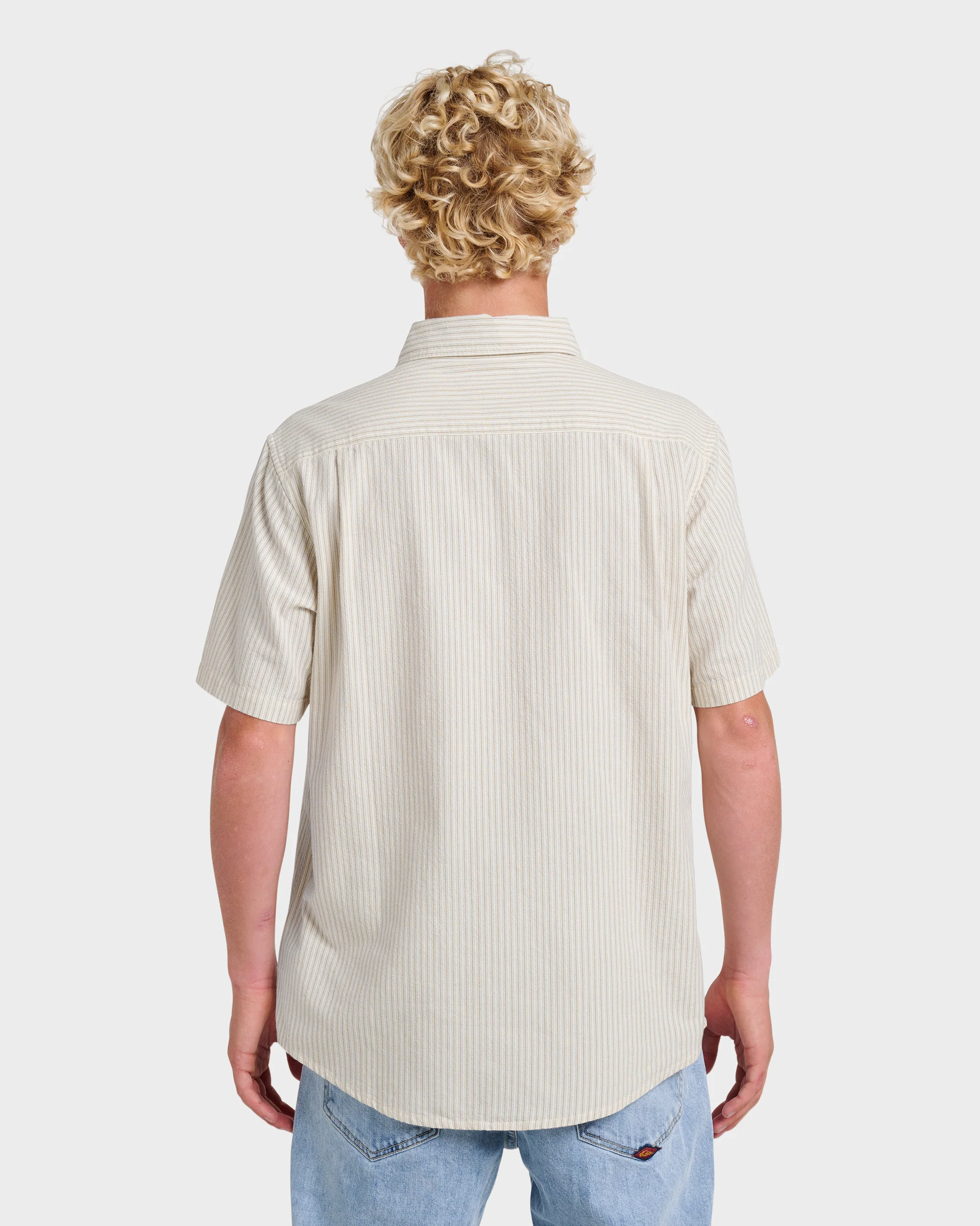 Oxford Stripe Classic Short Sleeve Shirt - Moonstruck 2 Oxford Stripe Classic Short Sleeve Shirt - Moonstruck