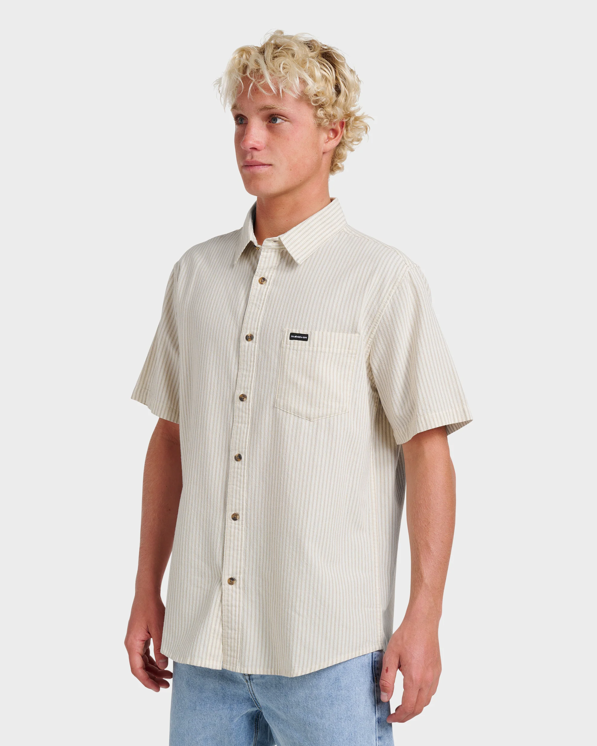Oxford Stripe Classic Short Sleeve Shirt - Moonstruck 3 Oxford Stripe Classic Short Sleeve Shirt - Moonstruck
