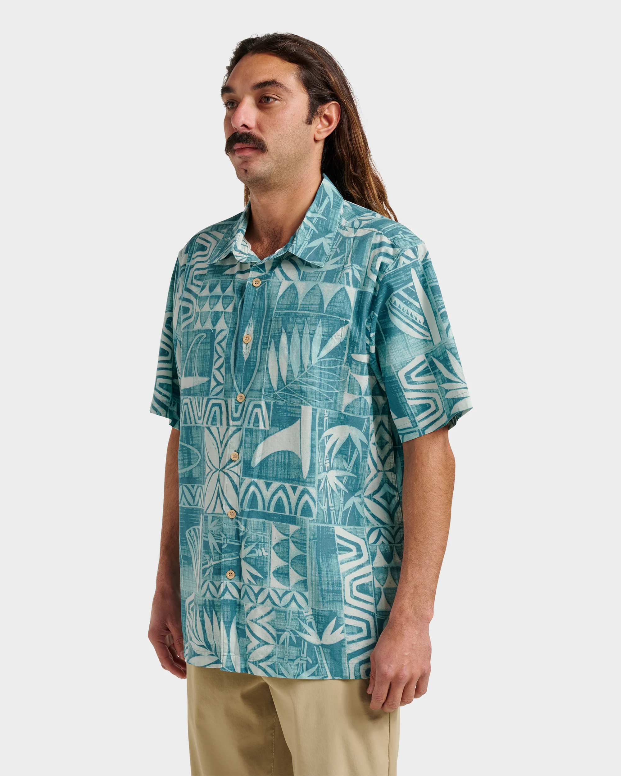 Waterman Talk Story Short Sleeve Shirt - Aqua Sea 3 Waterman Talk Story Short Sleeve Shirt - Aqua Sea