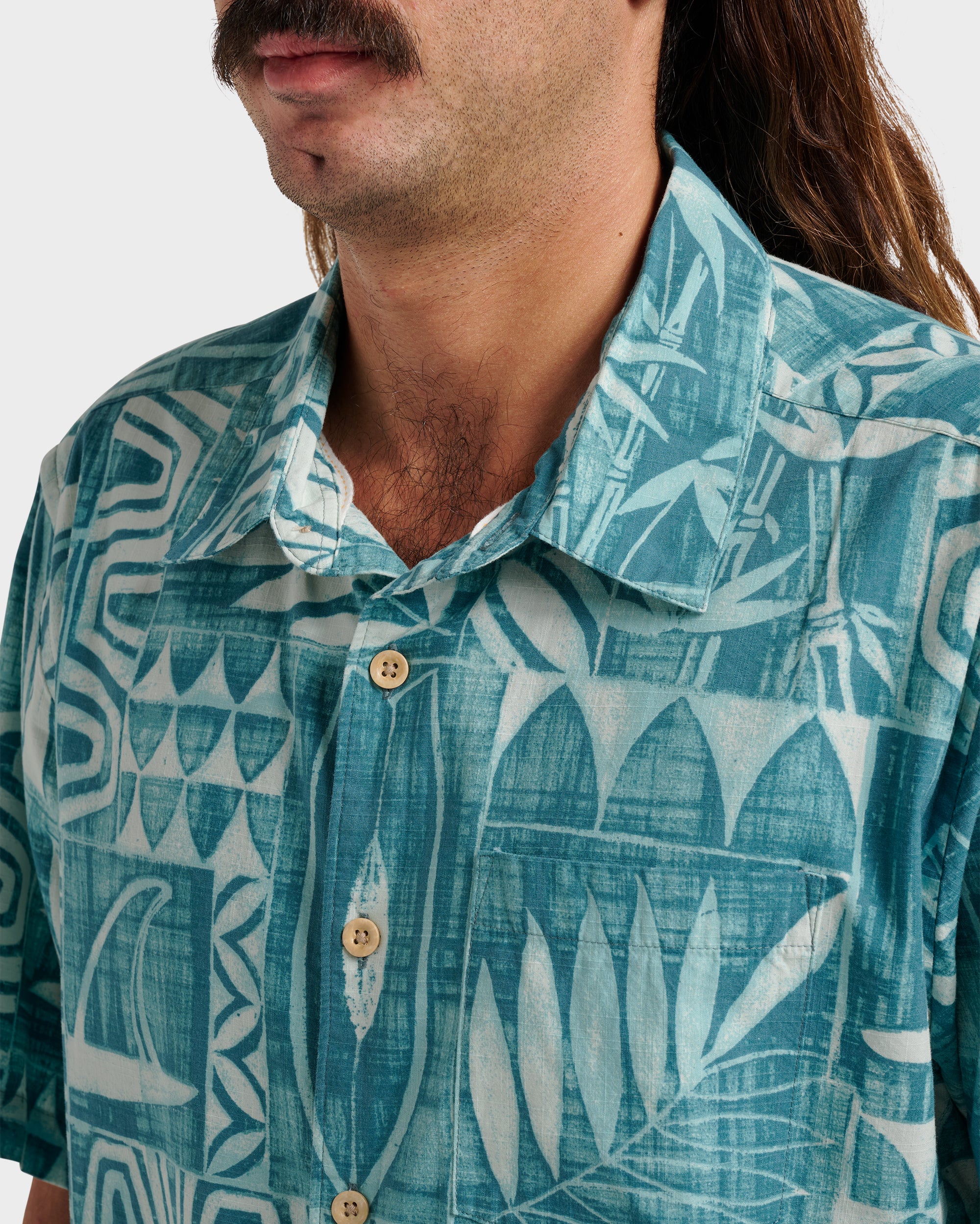 Waterman Talk Story Short Sleeve Shirt - Aqua Sea 4 Waterman Talk Story Short Sleeve Shirt - Aqua Sea