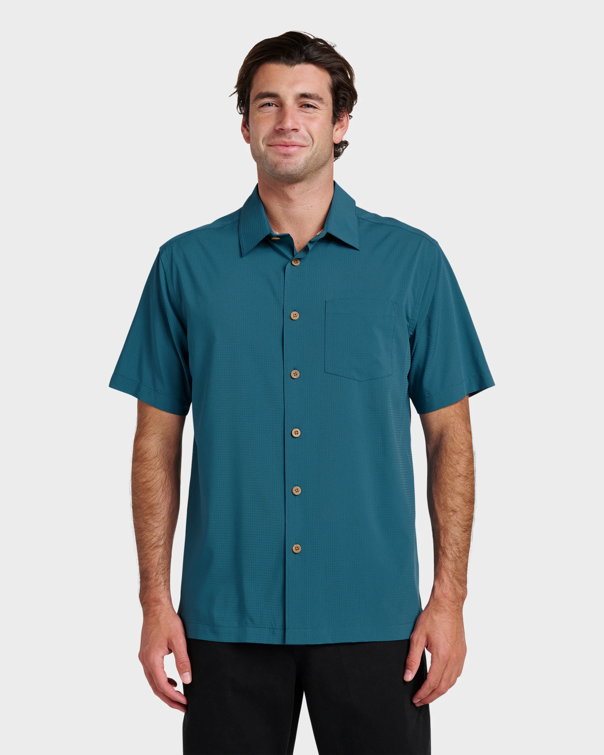 Chaser Short Sleeve Woven Shirt - Real Teal 1 Chaser Short Sleeve Woven Shirt - Real Teal