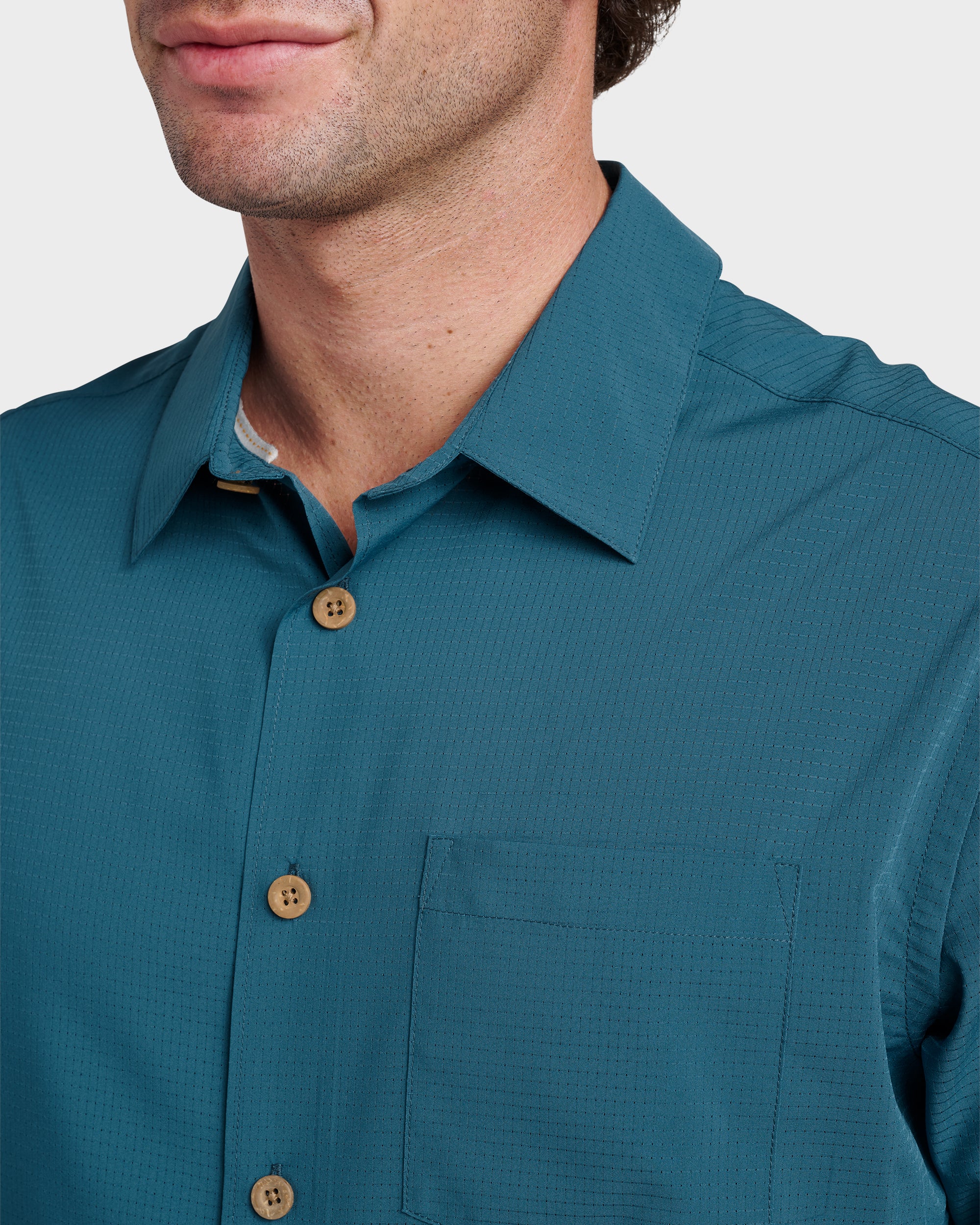 Chaser Short Sleeve Woven Shirt - Real Teal 4 Chaser Short Sleeve Woven Shirt - Real Teal