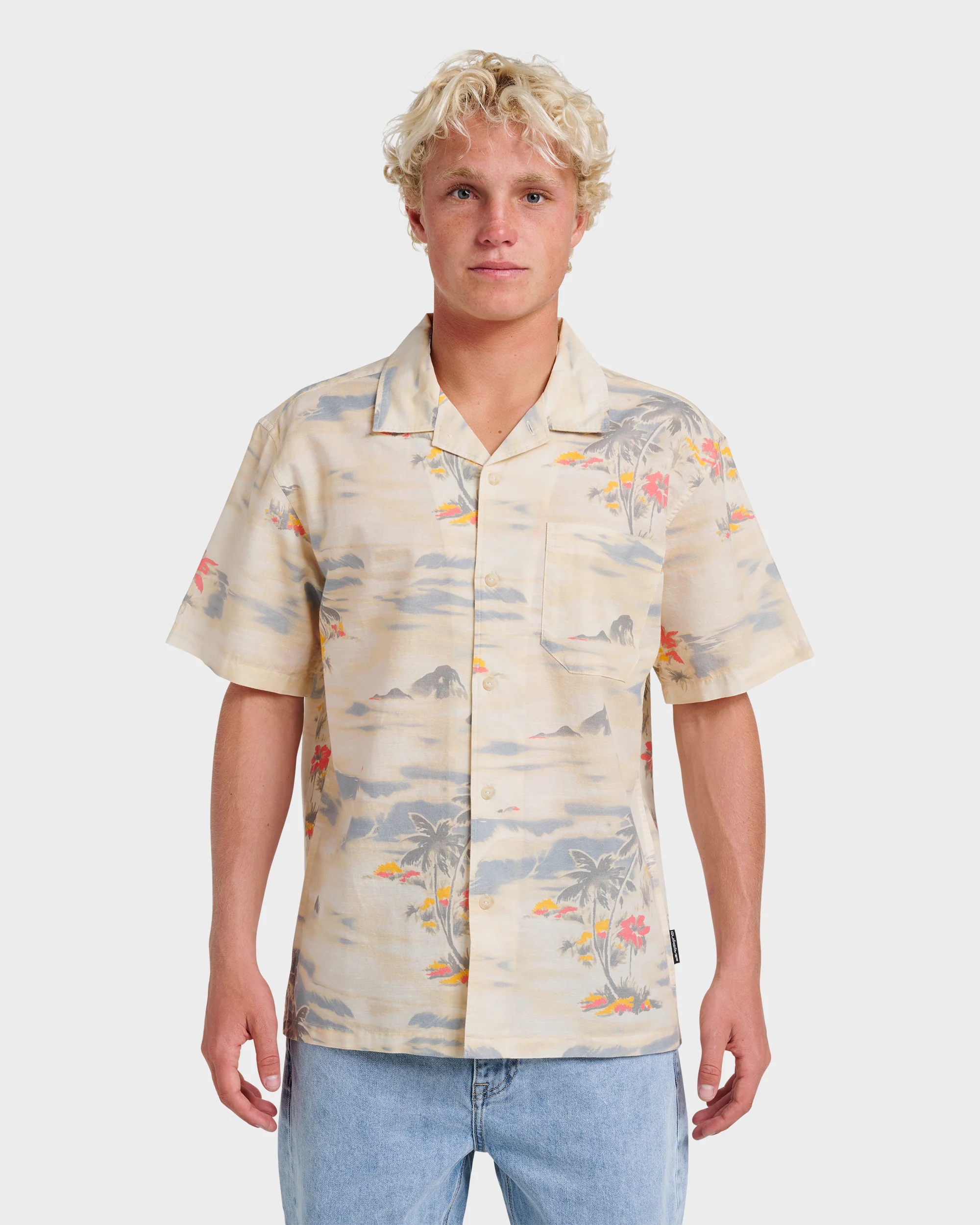 Tropical Surf Casual Short Sleeve Shirt - Birch 1 Tropical Surf Casual Short Sleeve Shirt - Birch