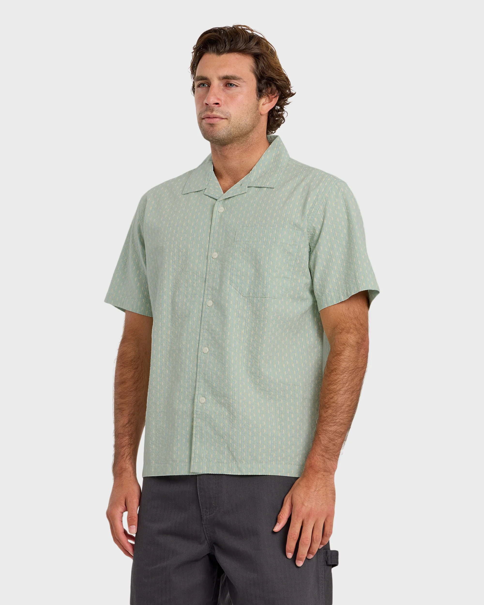 Horizons Casual Seersucker Short Sleeve Shirt - Blue Haze 4 Horizons Casual Seersucker Short Sleeve Shirt - Blue Haze