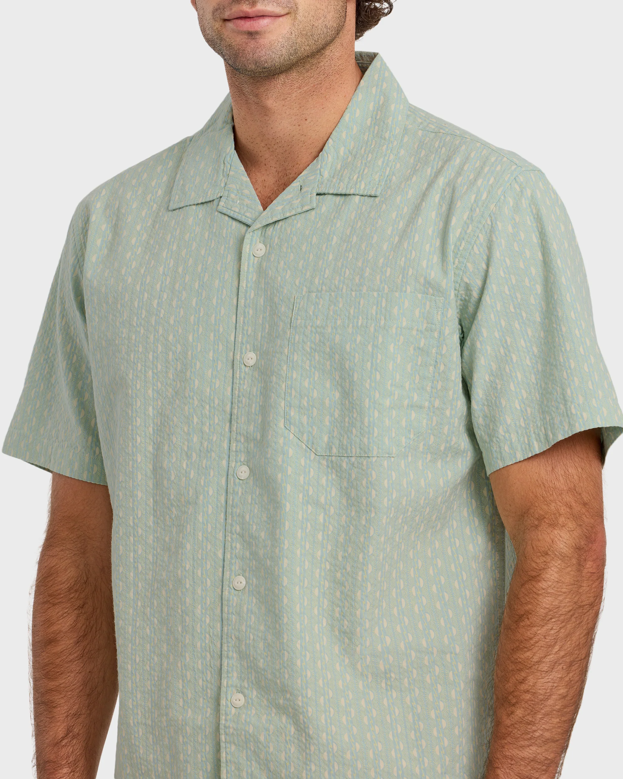 Horizons Casual Seersucker Short Sleeve Shirt - Blue Haze 5 Horizons Casual Seersucker Short Sleeve Shirt - Blue Haze