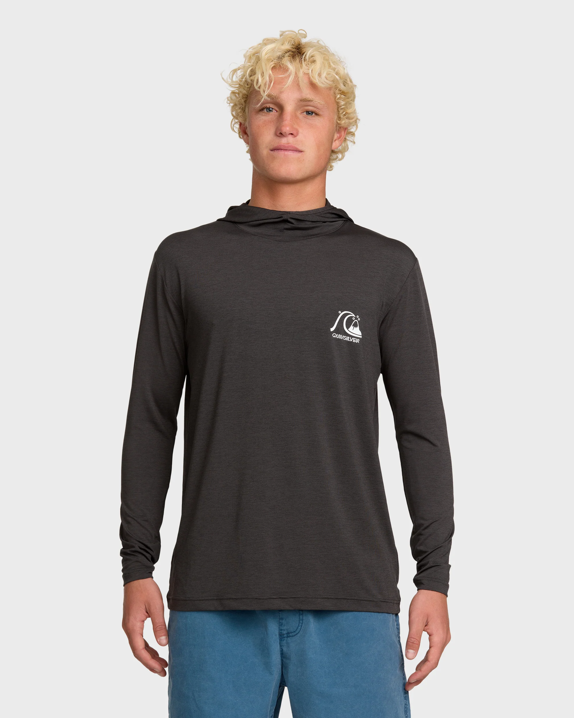 DNA Logo Surf Hood Long Sleeve Surf Tee - Phantom Heather 1 DNA Logo Surf Hood Long Sleeve Surf Tee - Phantom Heather