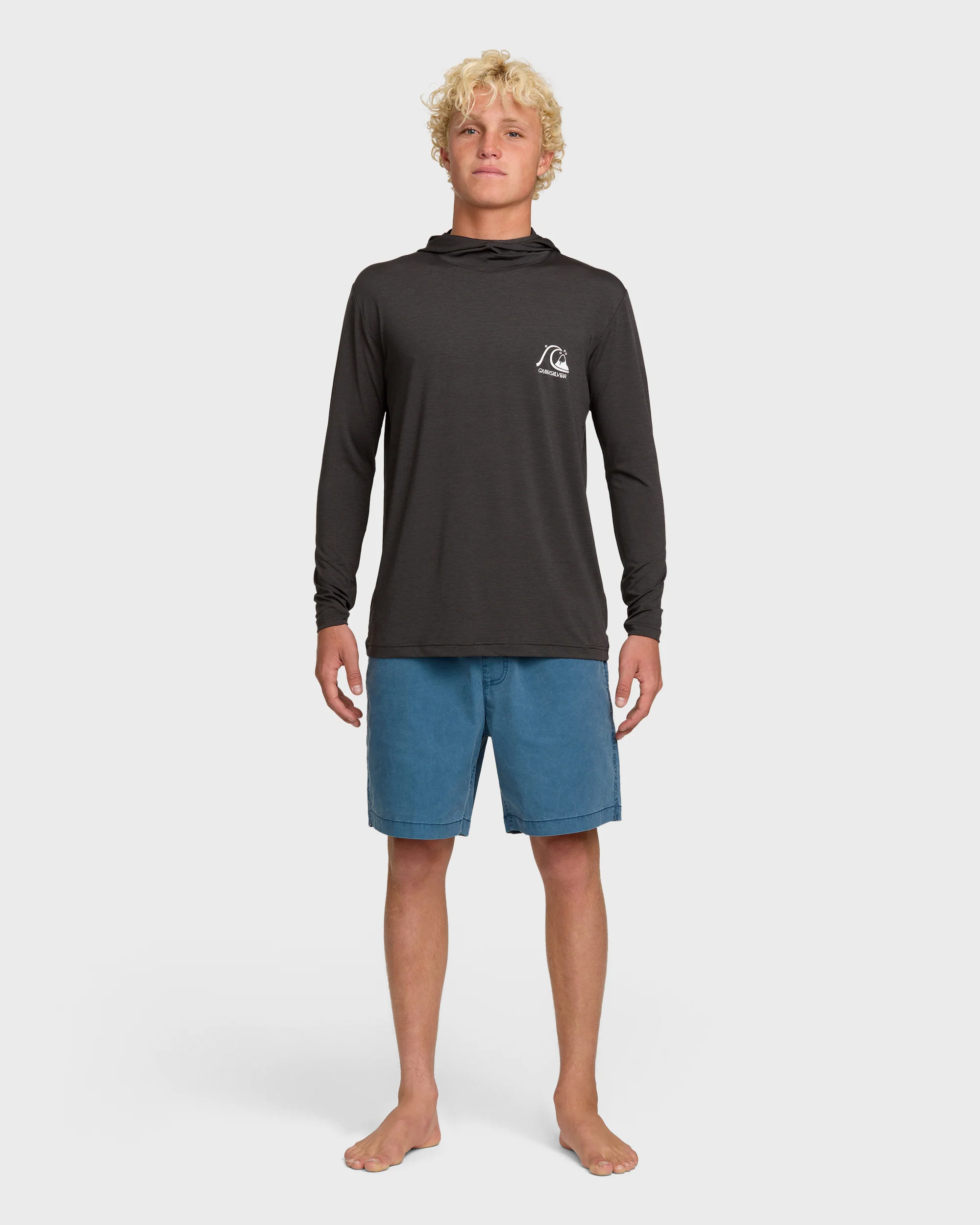 DNA Logo Surf Hood Long Sleeve Surf Tee - Phantom Heather 3 DNA Logo Surf Hood Long Sleeve Surf Tee - Phantom Heather