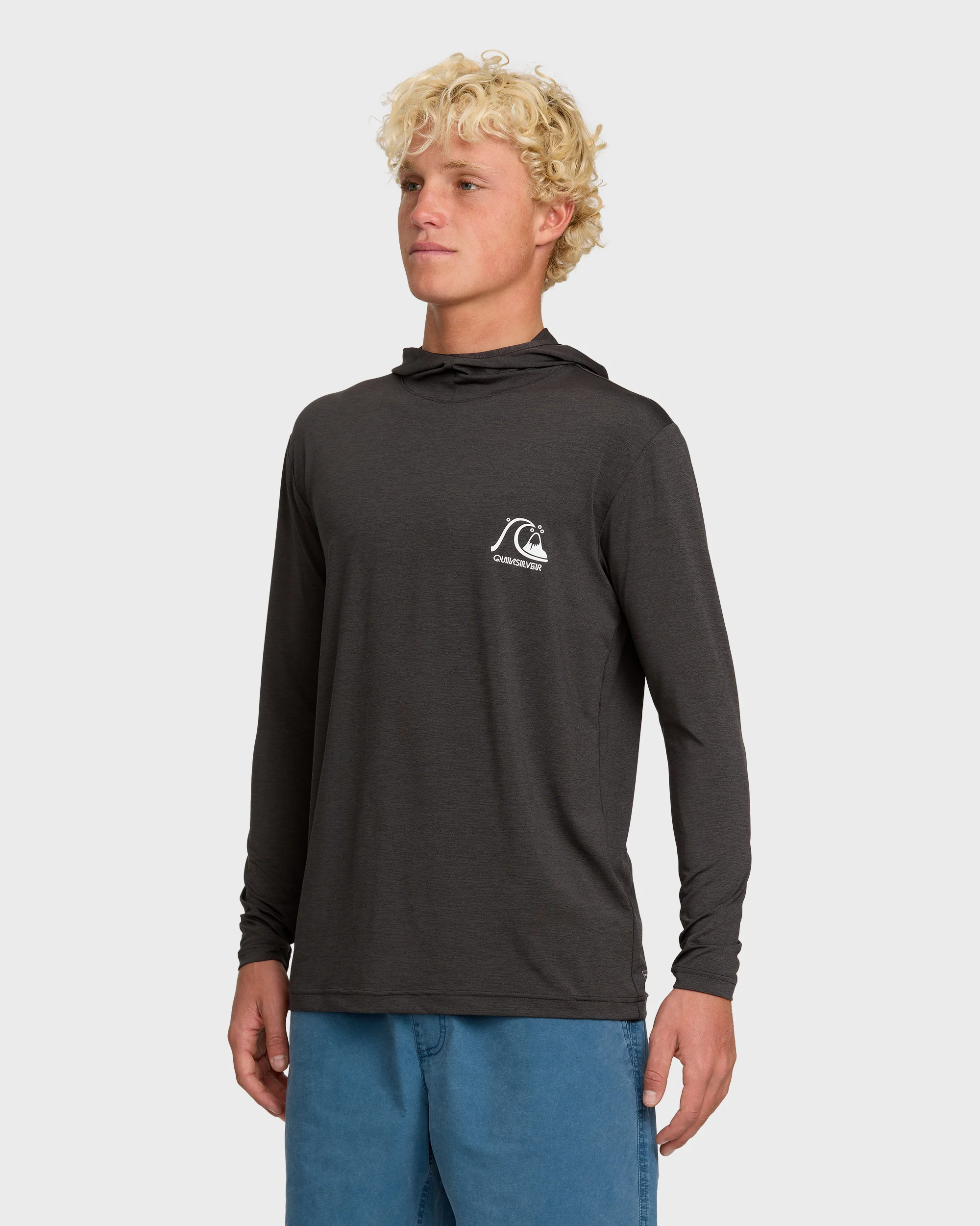 DNA Logo Surf Hood Long Sleeve Surf Tee - Phantom Heather 4 DNA Logo Surf Hood Long Sleeve Surf Tee - Phantom Heather