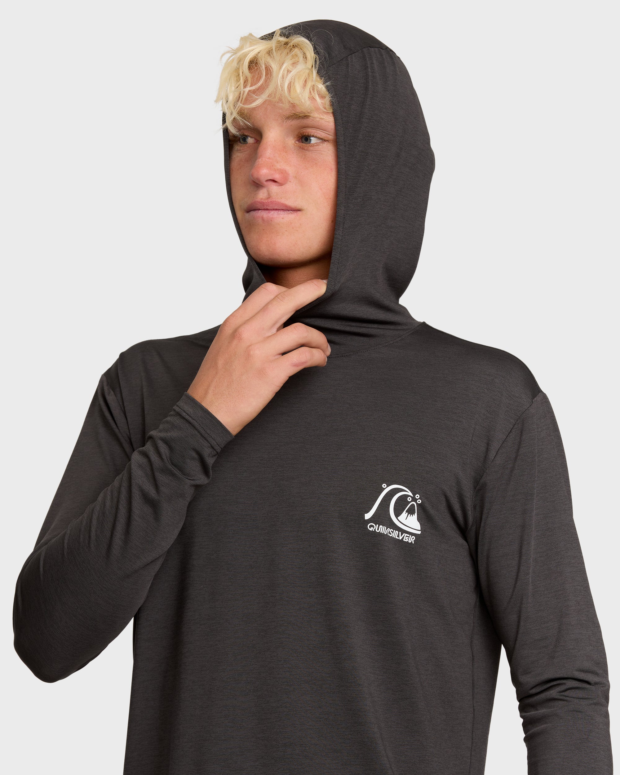 DNA Logo Surf Hood Long Sleeve Surf Tee - Phantom Heather 6 DNA Logo Surf Hood Long Sleeve Surf Tee - Phantom Heather
