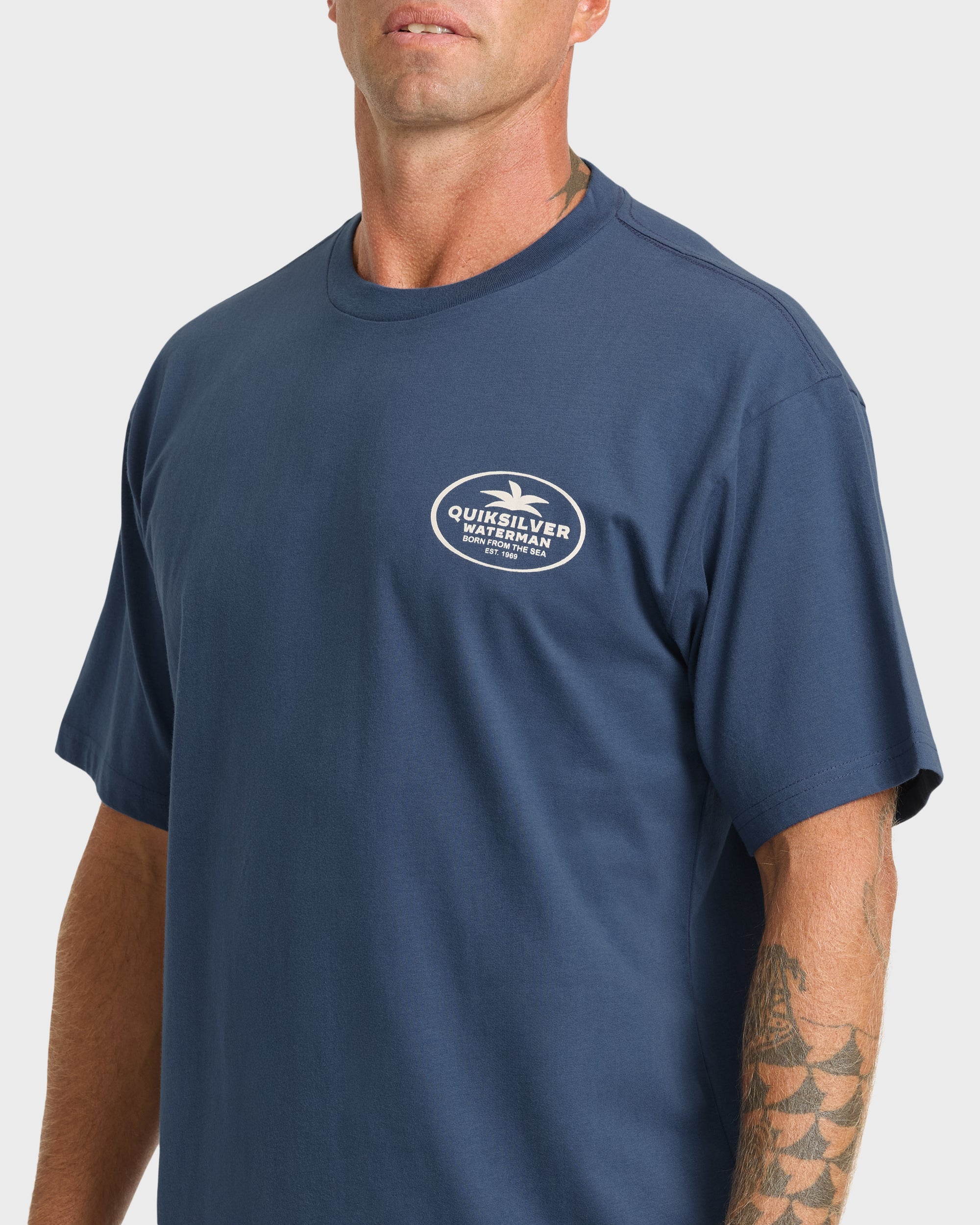 Waterman Union Made Sueded Short Sleeve T-Shirt - Dark Denim 5 Waterman Union Made Sueded Short Sleeve T-Shirt - Dark Denim