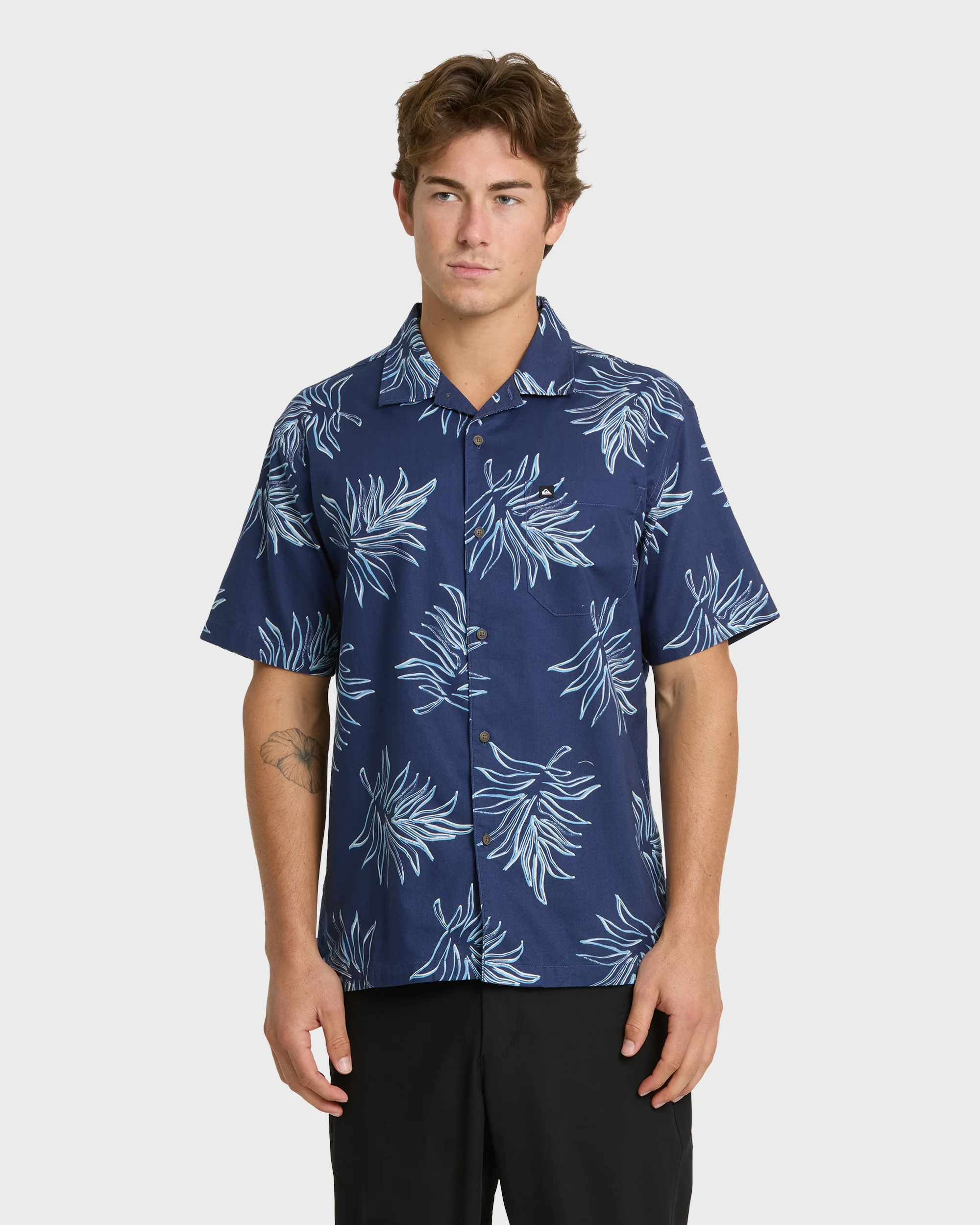 Island Palms Casual Short Sleeve Shirt - Navy 1 Island Palms Casual Short Sleeve Shirt - Navy