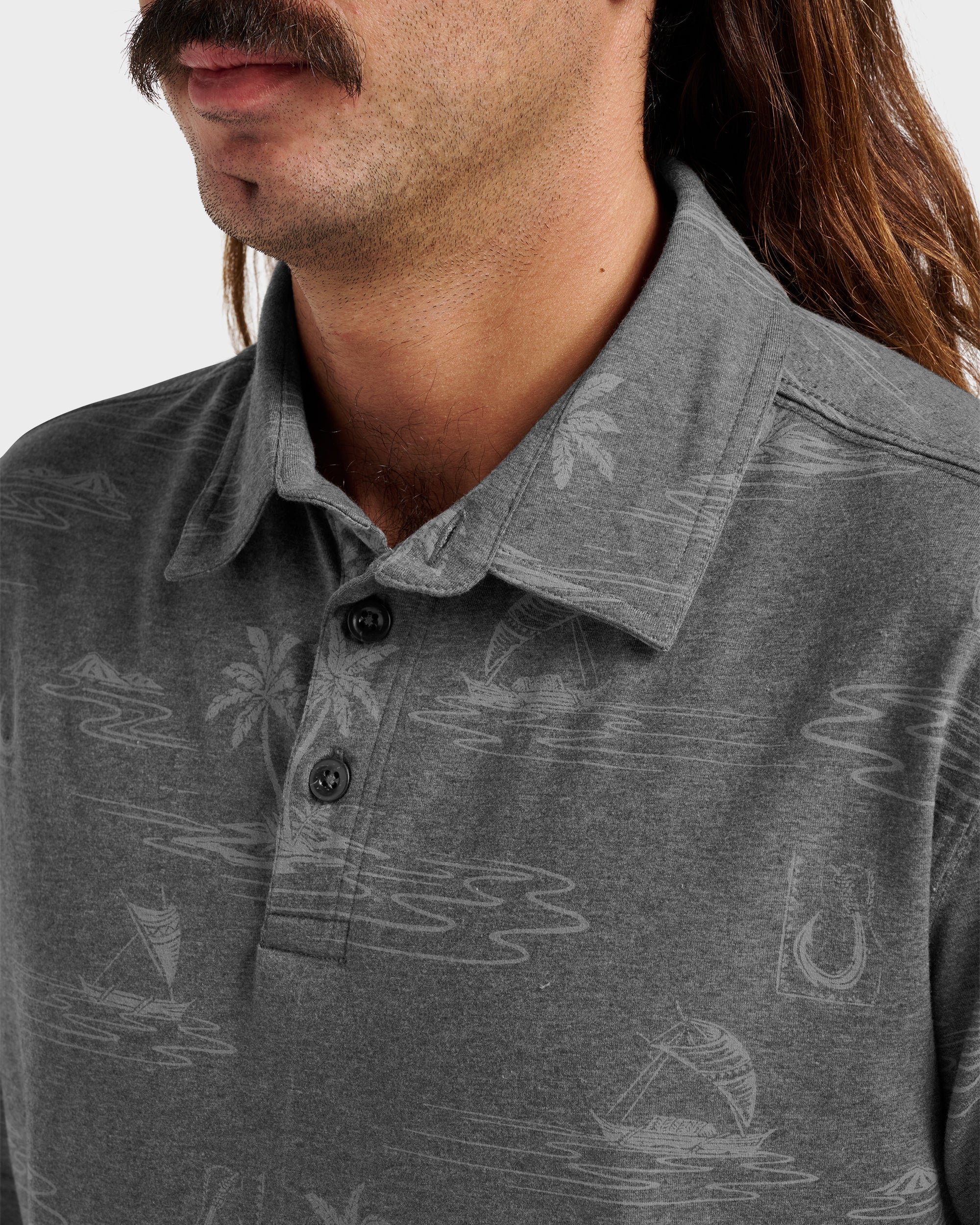 Waterman Island Daze Polo T-Shirt - Phantom Heather 4 Waterman Island Daze Polo T-Shirt - Phantom Heather